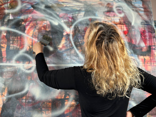 Elena during the process in her studio