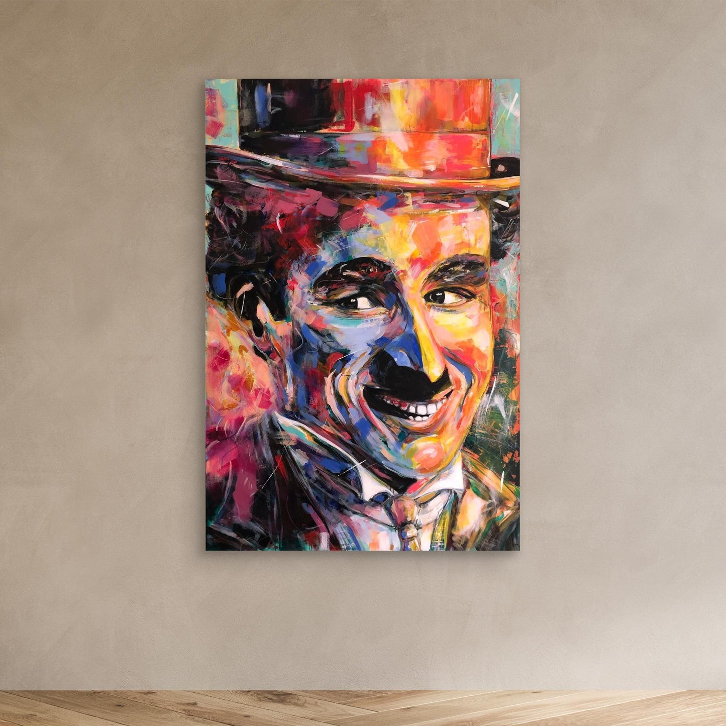CHARLIE CHAPLIN canvas print displayed on wall in modern room