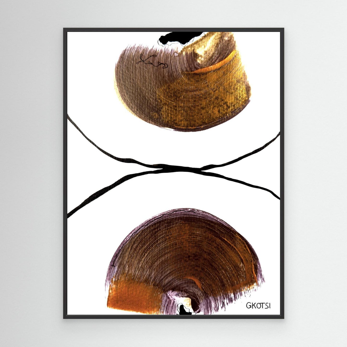 DIE HÄLFTE abstract canvas print with black frame - conceptual artwork for modern spaces