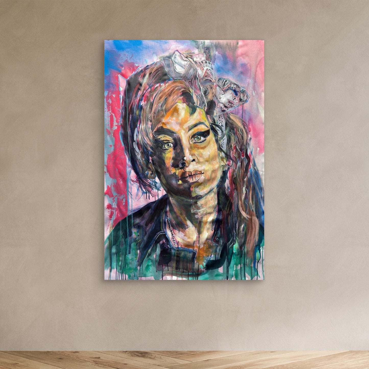 AMY WINEHOUSE 2 canvas print displayed on wall in modern room