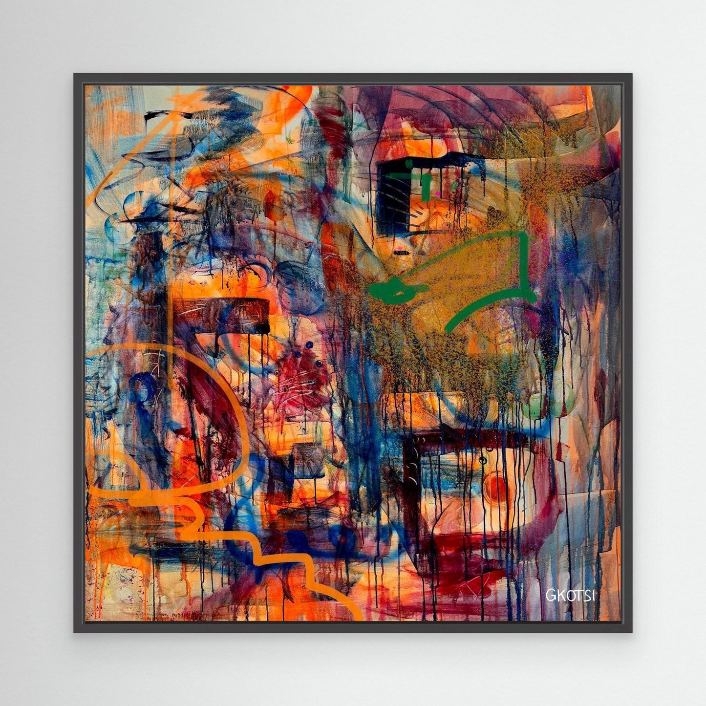 POWER Print detail view with black frame - bold abstract art for home