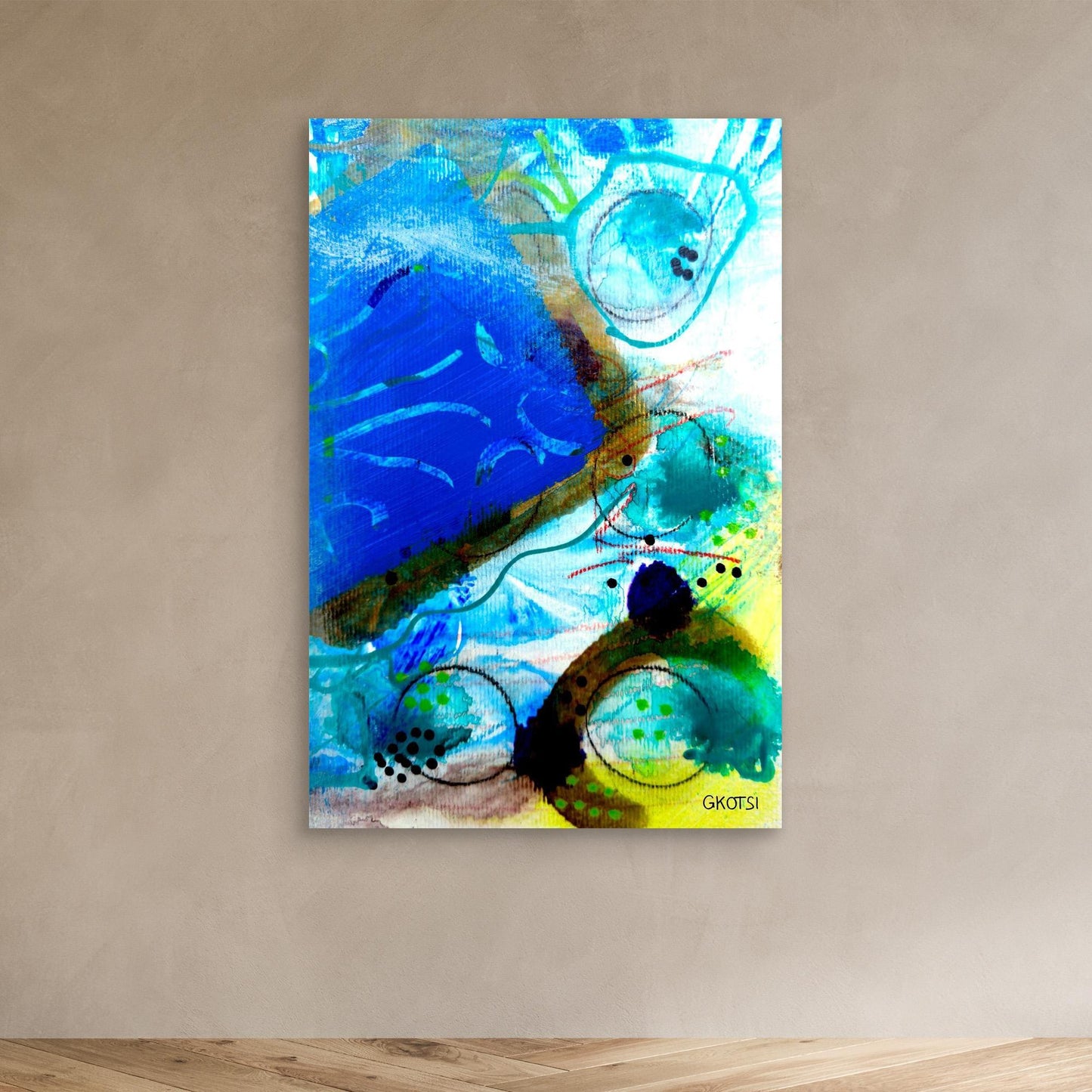 UNTER WASSER Abstract Canvas Print displayed on modern wall in contemporary room