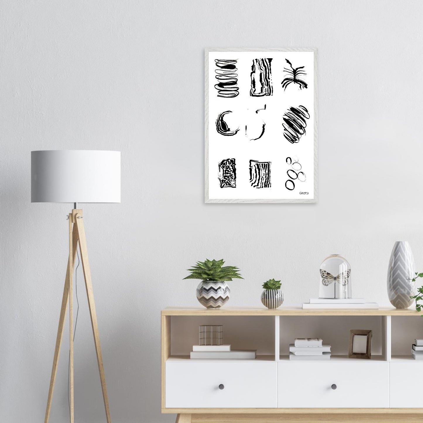 ABSTRACT FEELINGS Wall Art Set Poster Print 9X above dresser in room interior