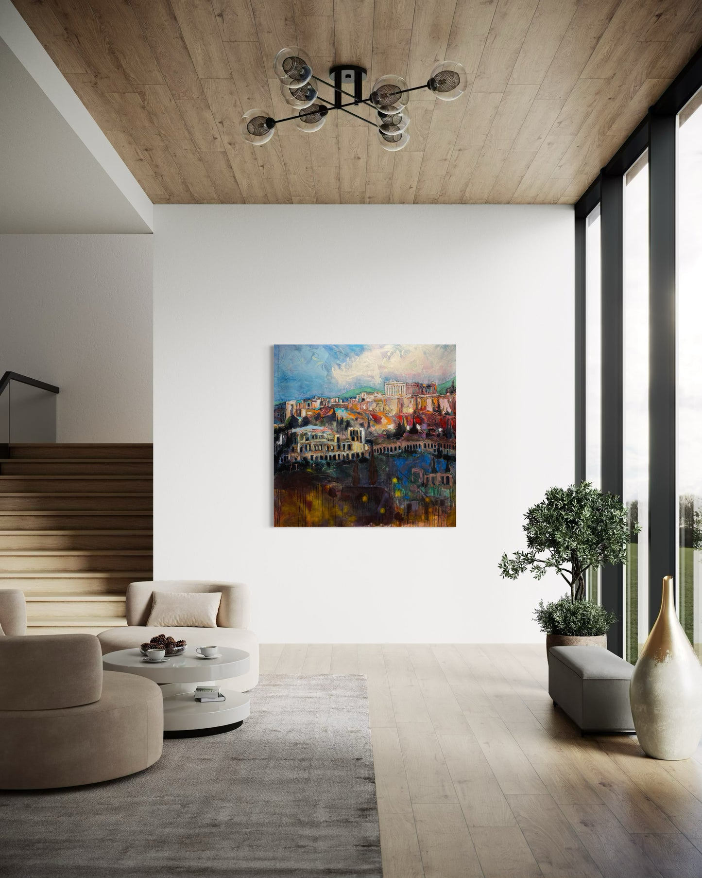 Acropolis Greece Original Painting in an elegant living room