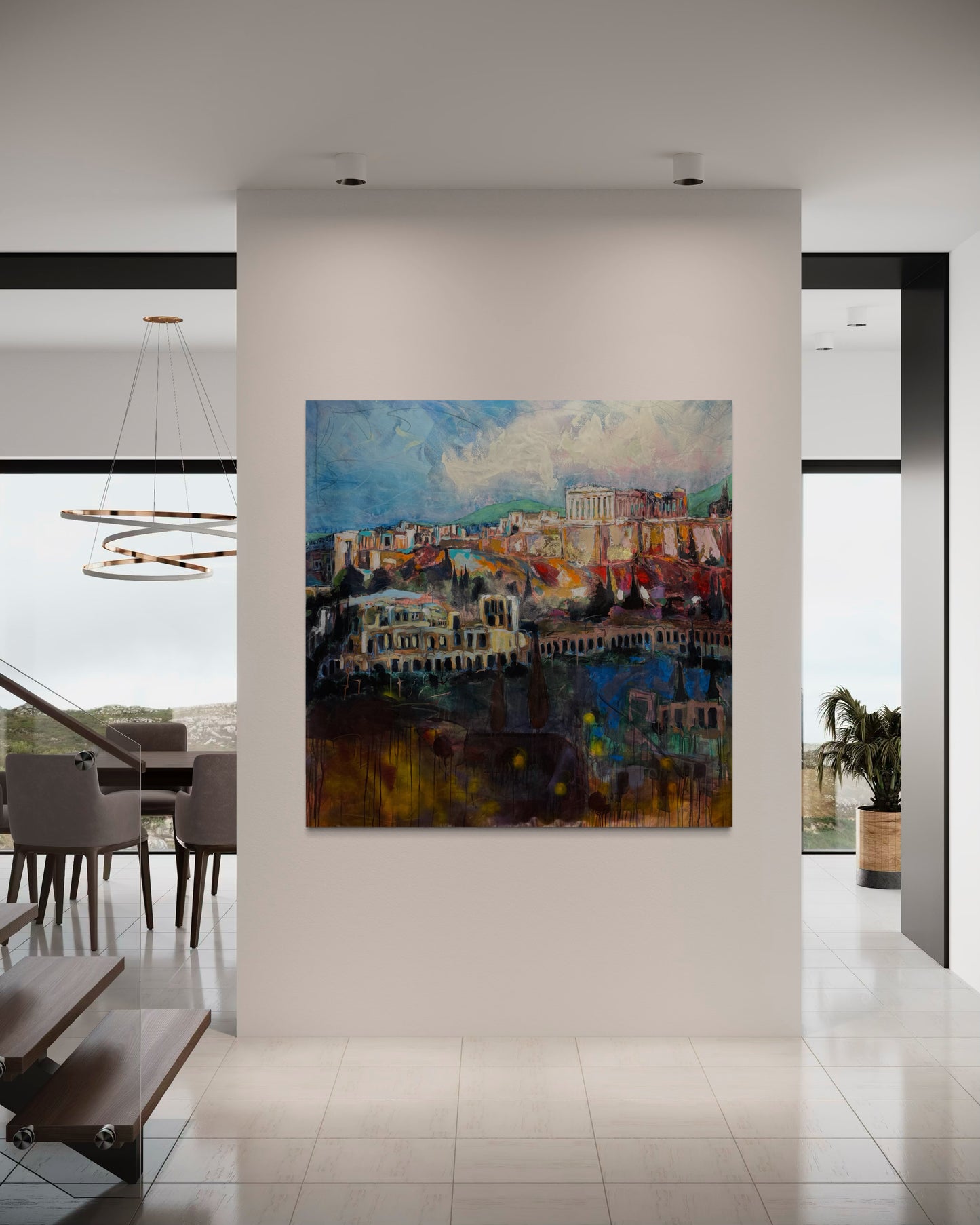 Acropolis Greece Original Painting in minimalist maisonette
