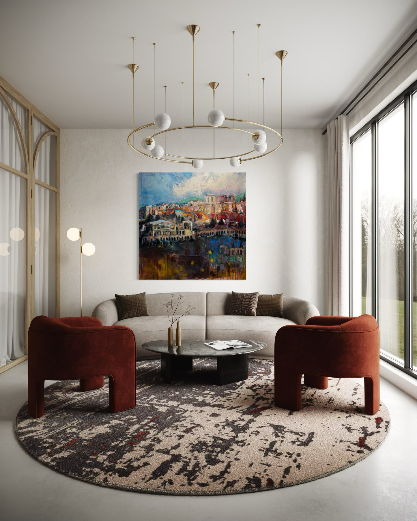 Acropolis Greece Original Painting in stylish living room