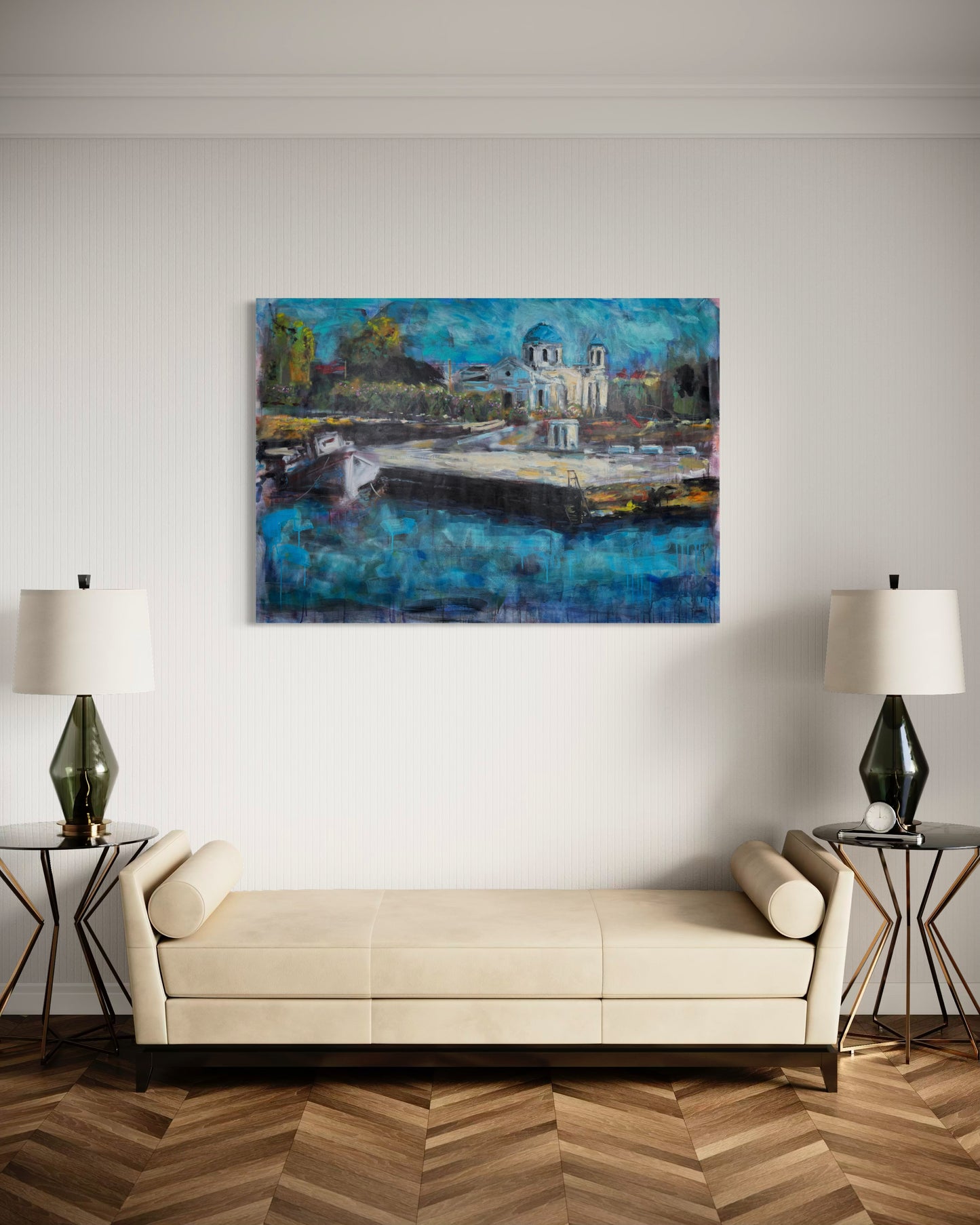 Agrili Home Greece Original Painting above divan couch