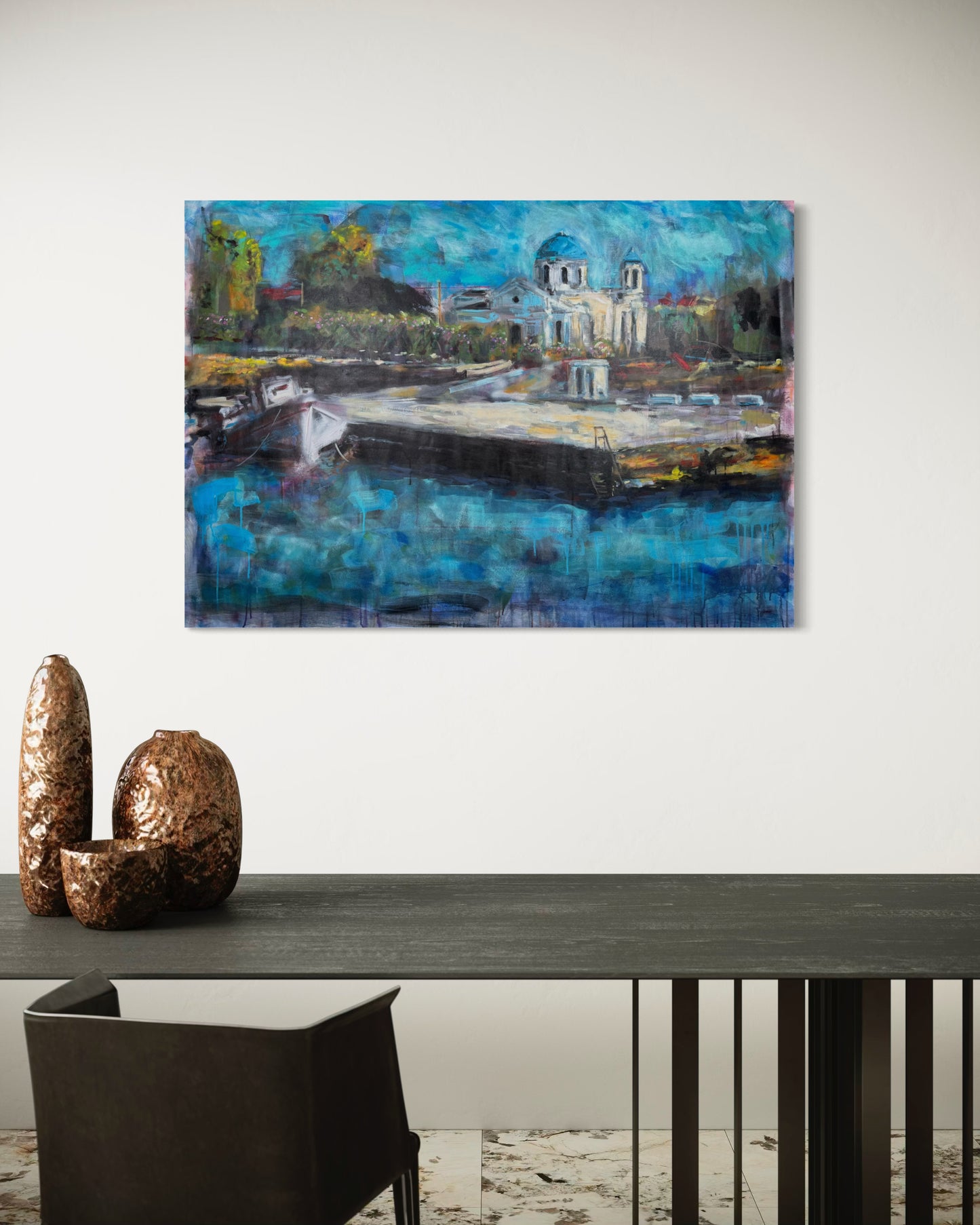 Agrili Home Greece Original Painting in stylish minimal office