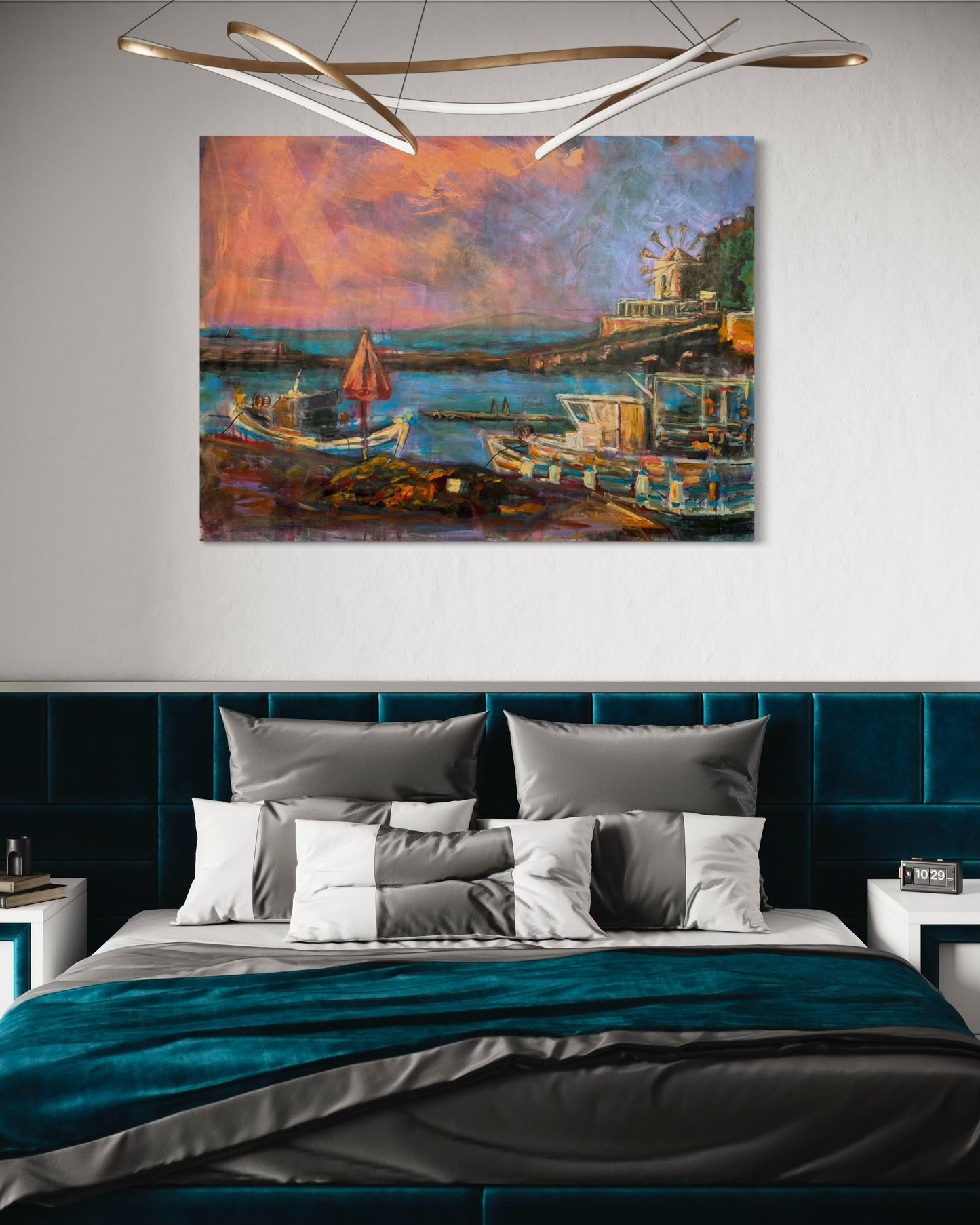 Agrili Nostalgia Greece Original Painting above king size bed