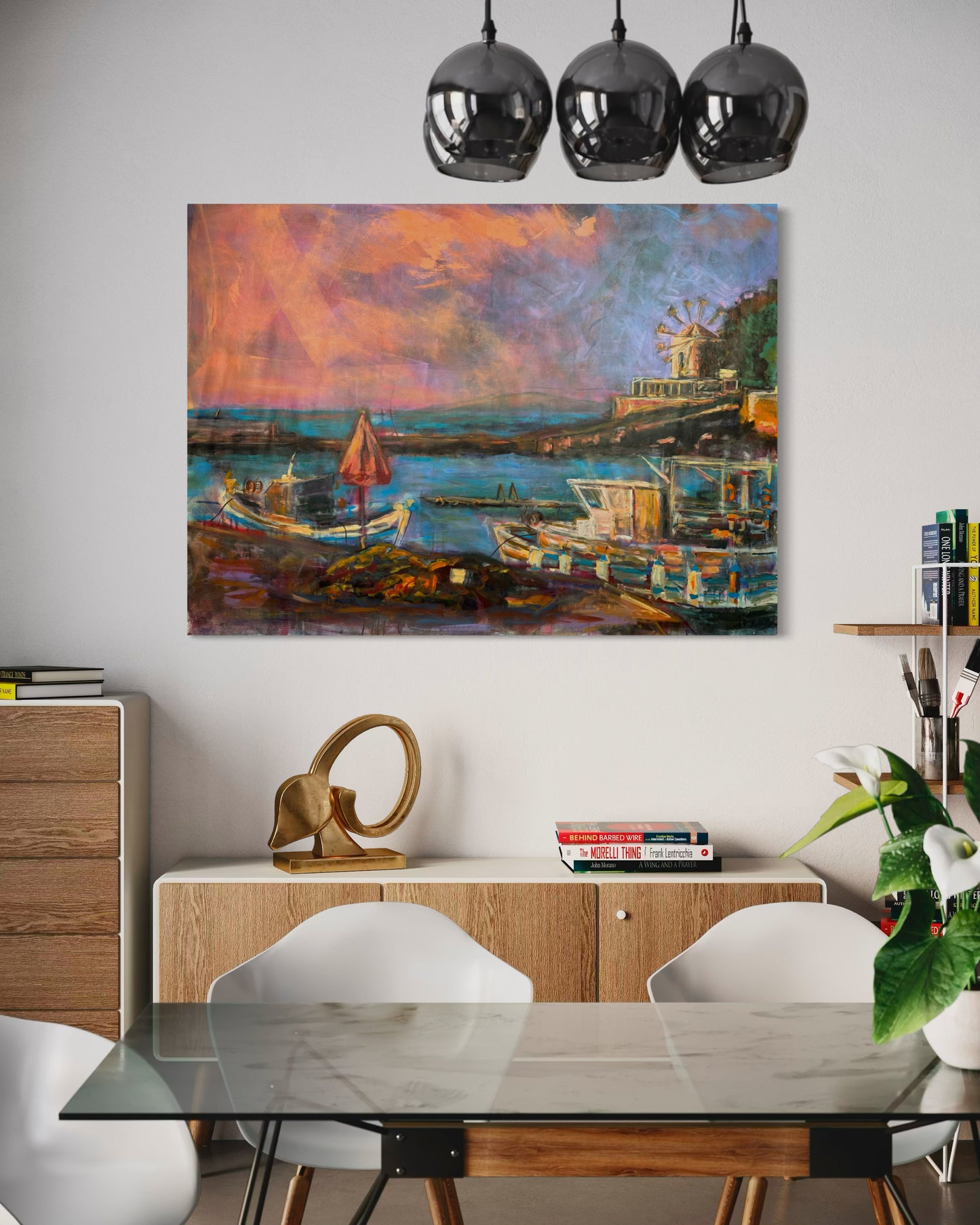 Agrili Nostalgia Greece Original Painting in a home office room