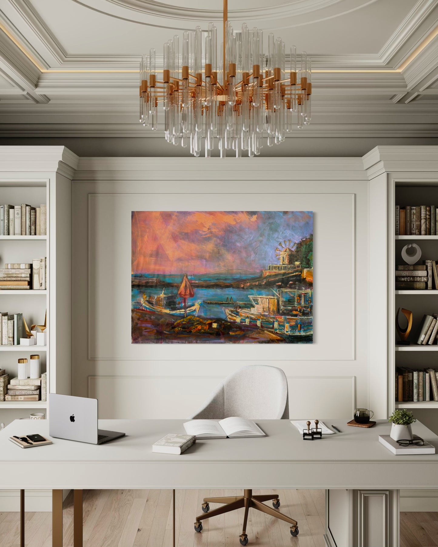 Agrili Nostalgia Greece Original Painting in stylish spacious office