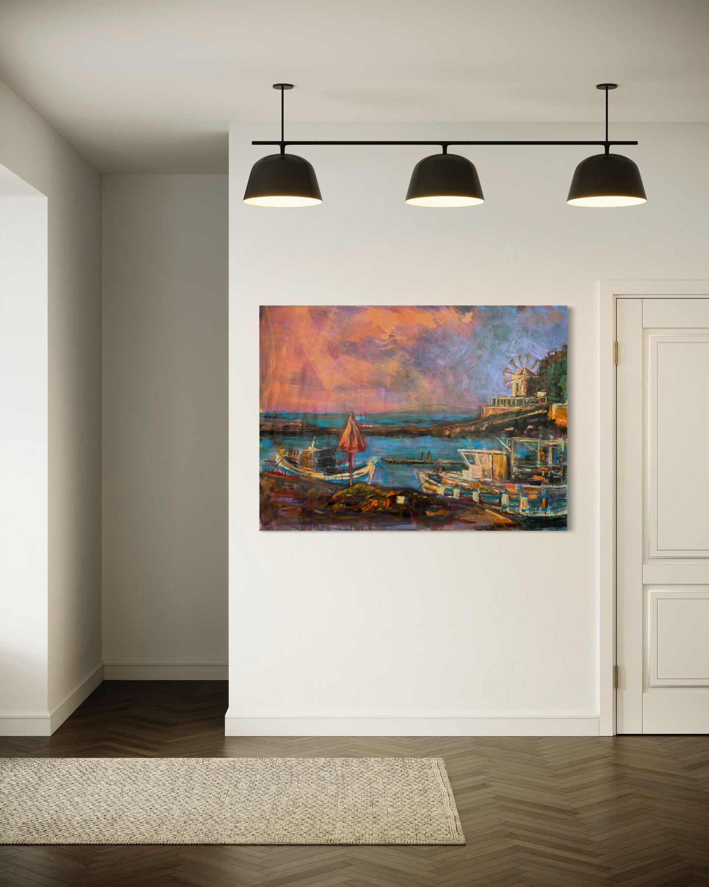 Agrili Nostalgia Greece Original Painting in hallway