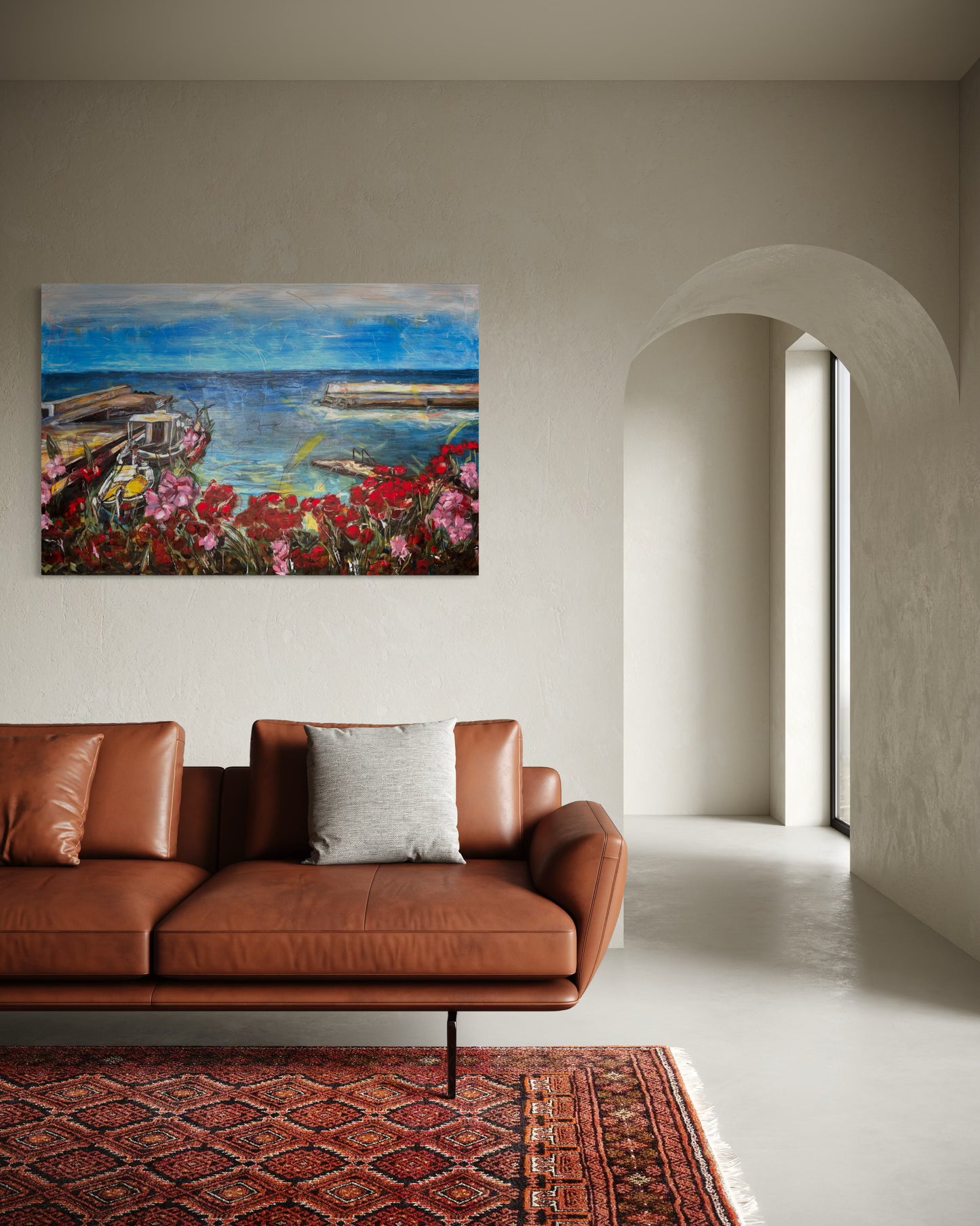 Agrili Summer Greece Original Painting in a luxury waiting room