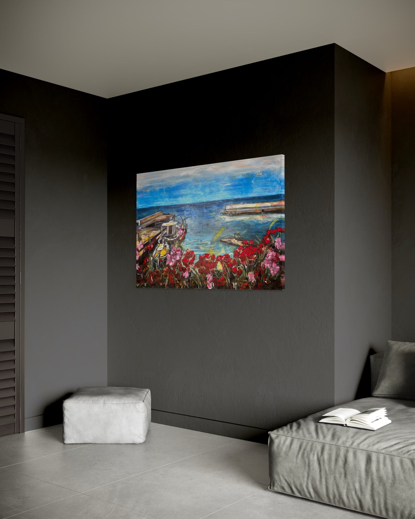 Agrili Summer Greece Original Painting in graphite color interior design