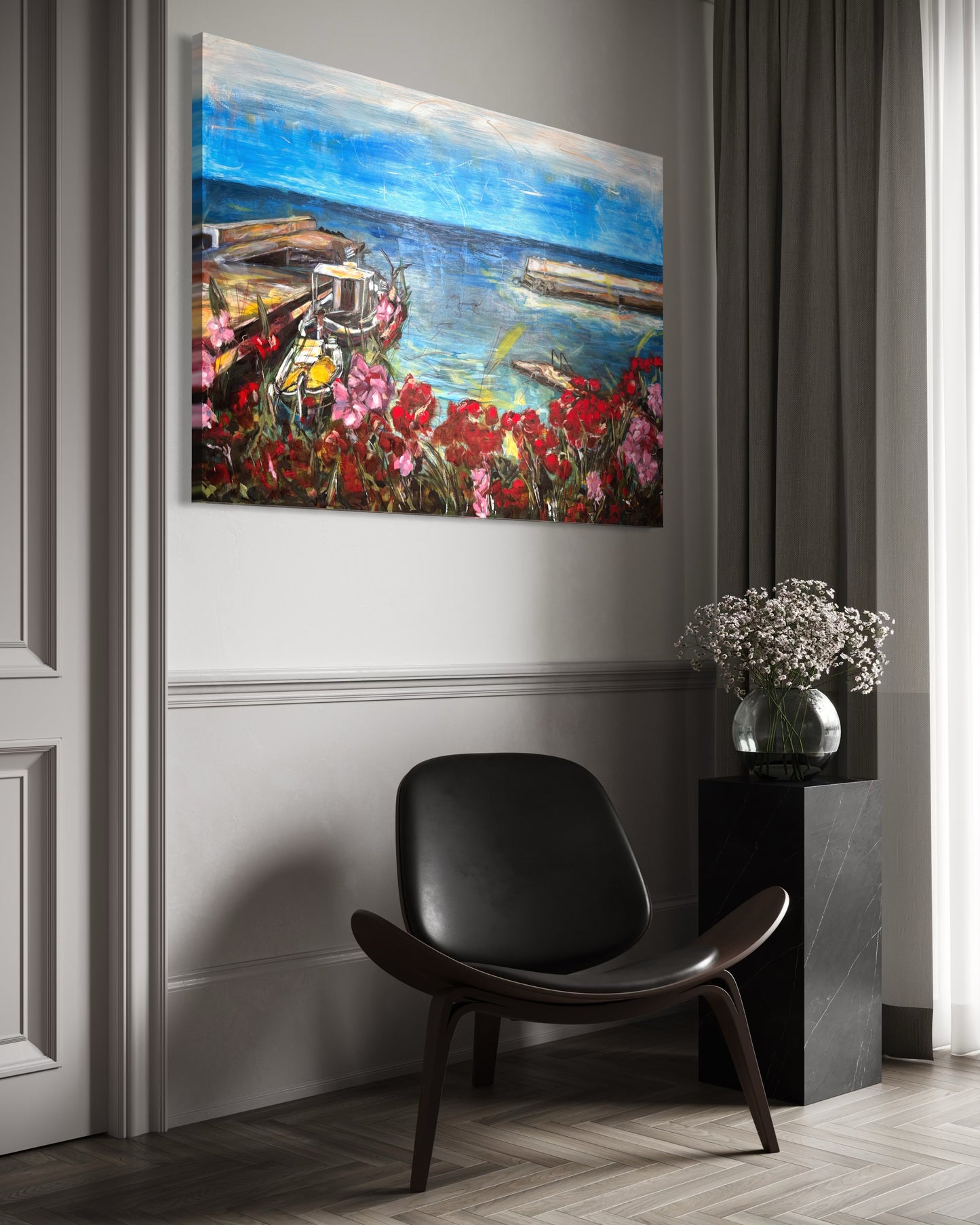 Agrili Summer Greece Original Painting on gray wall