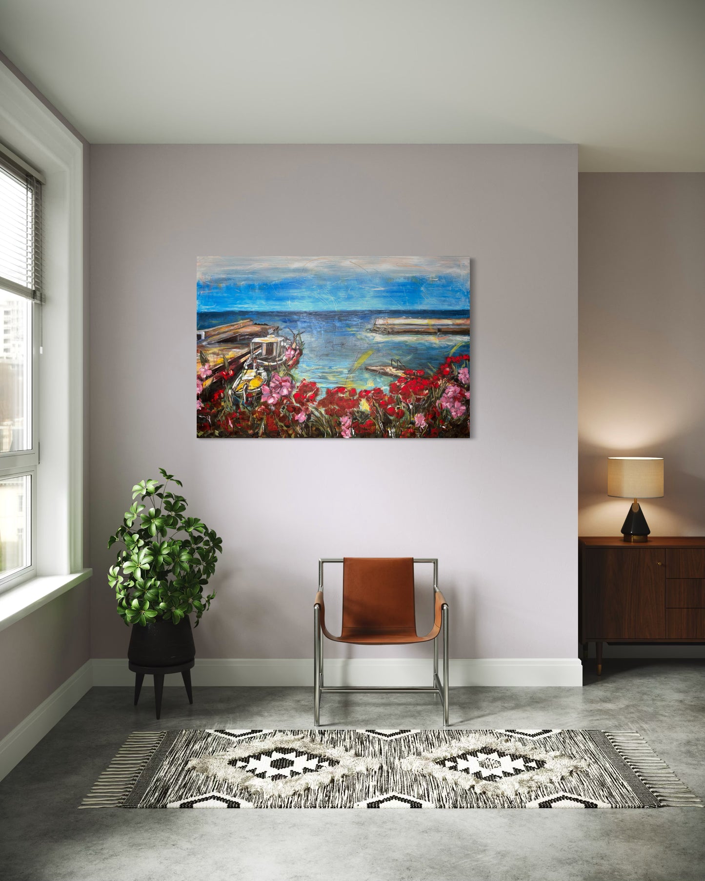 Agrili Summer Greece Original Painting in room corner