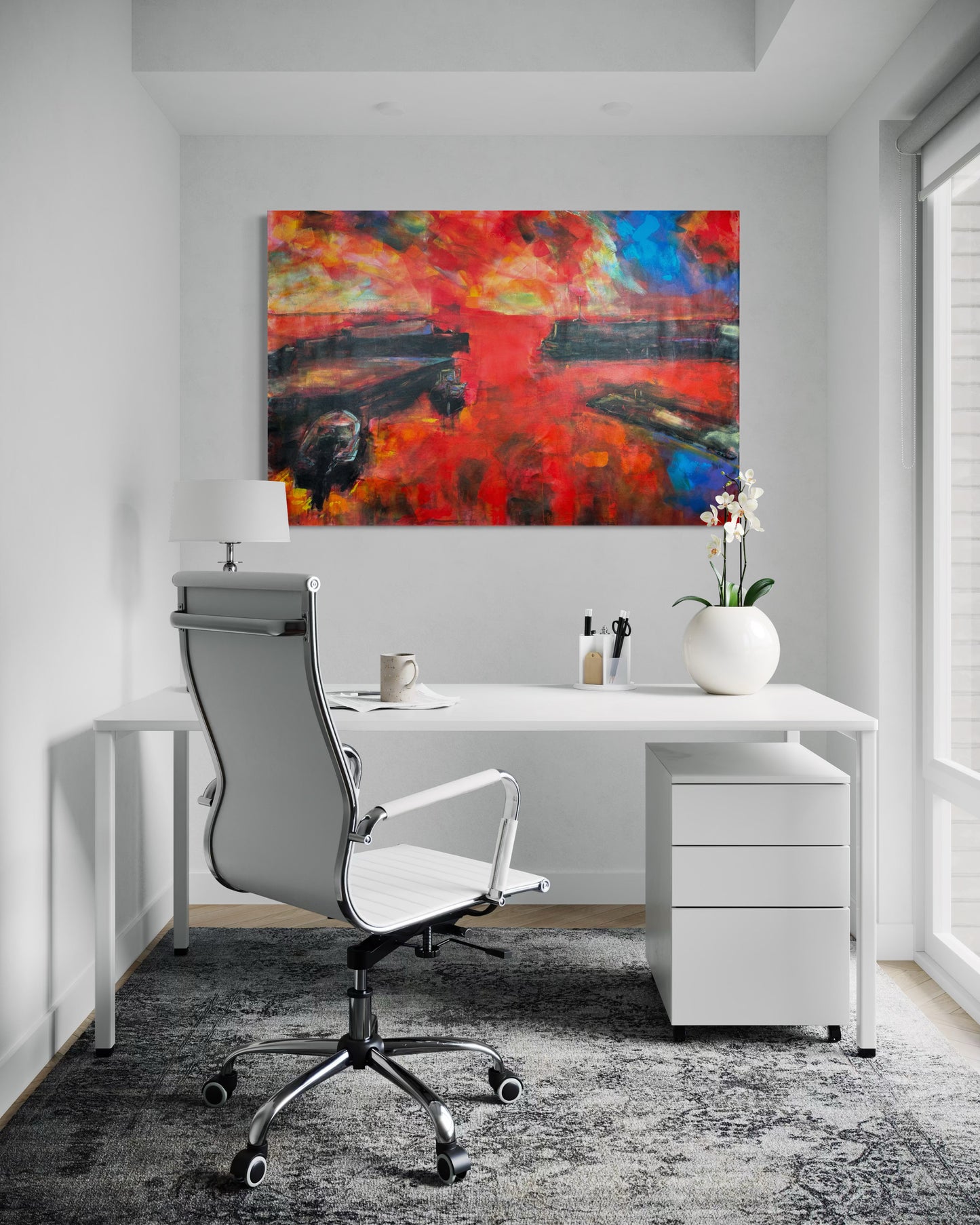 Agrili Magic Greece Original Painting in elegant white home office