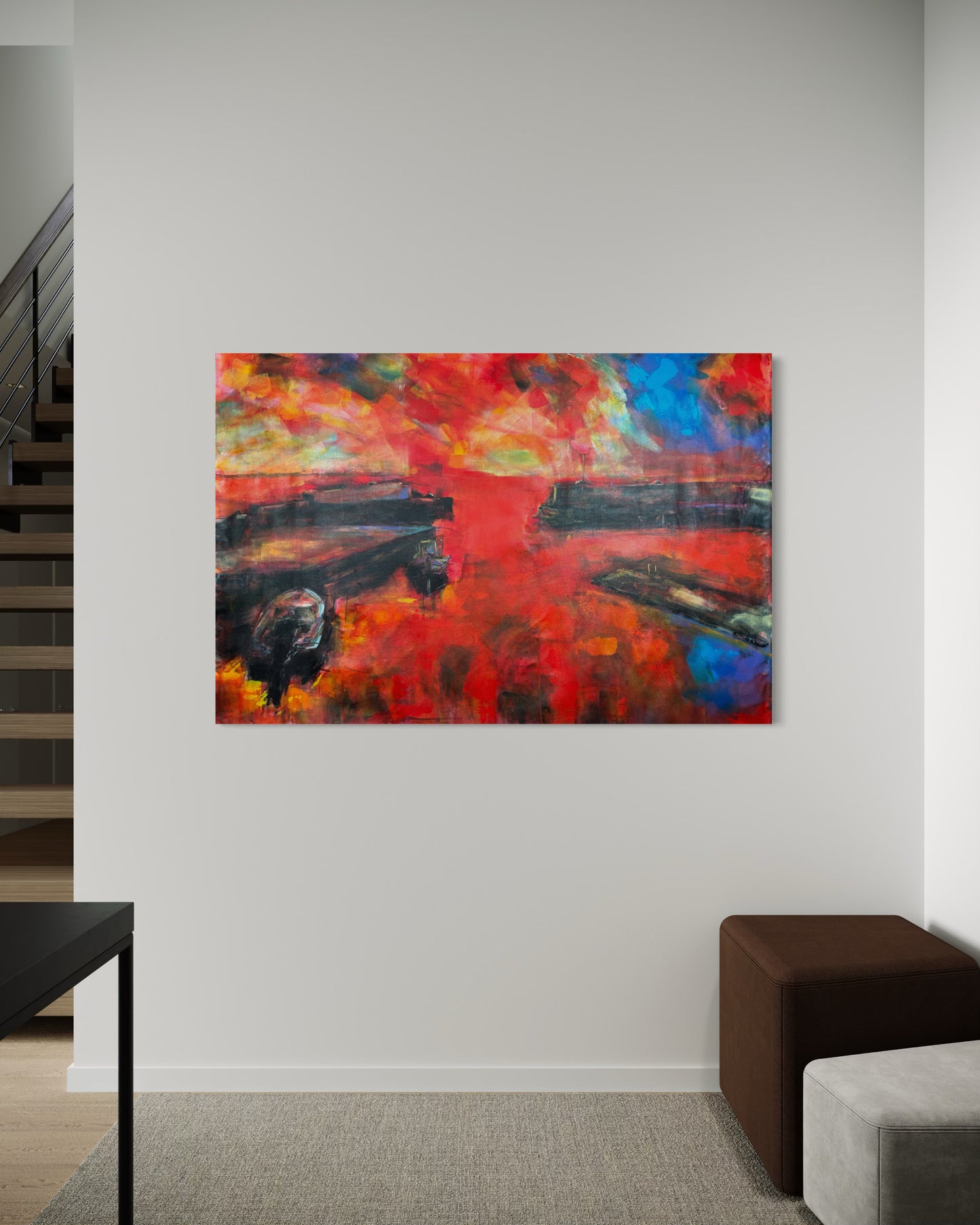 Agrili Magic Greece Original Painting next to a staircase
