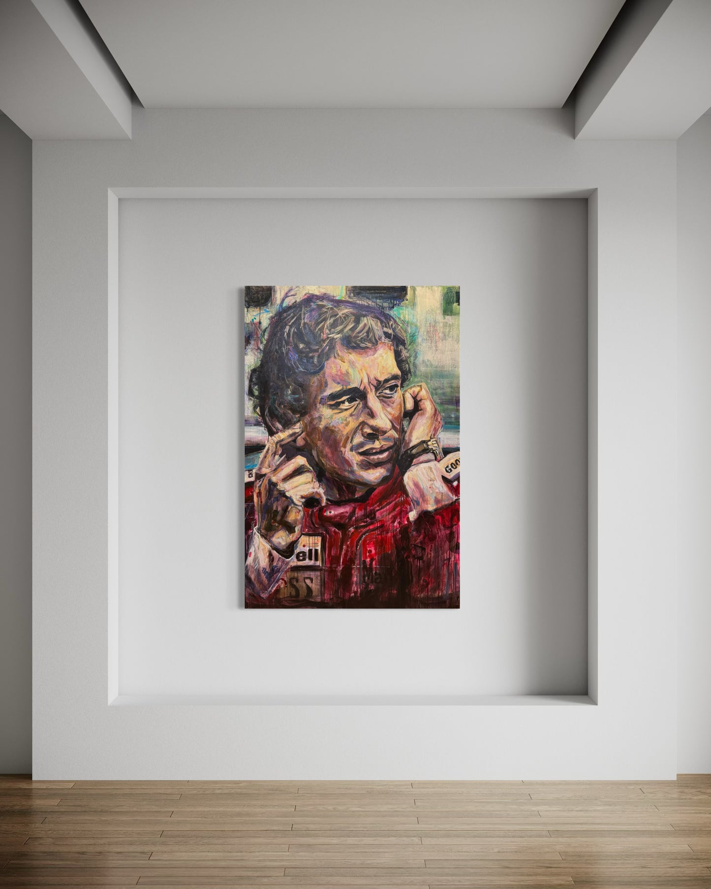 Ayrton Senna painting as gallery wall