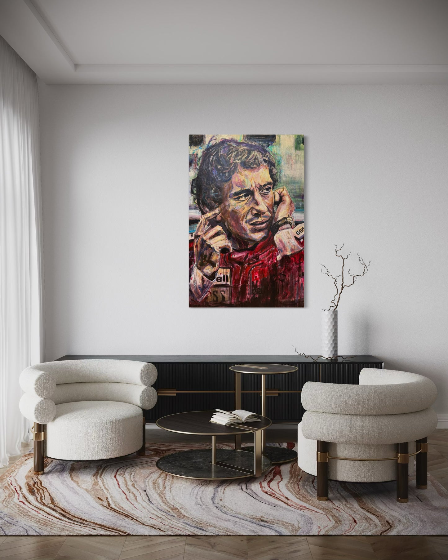 Ayrton Senna original painting in modern reading room