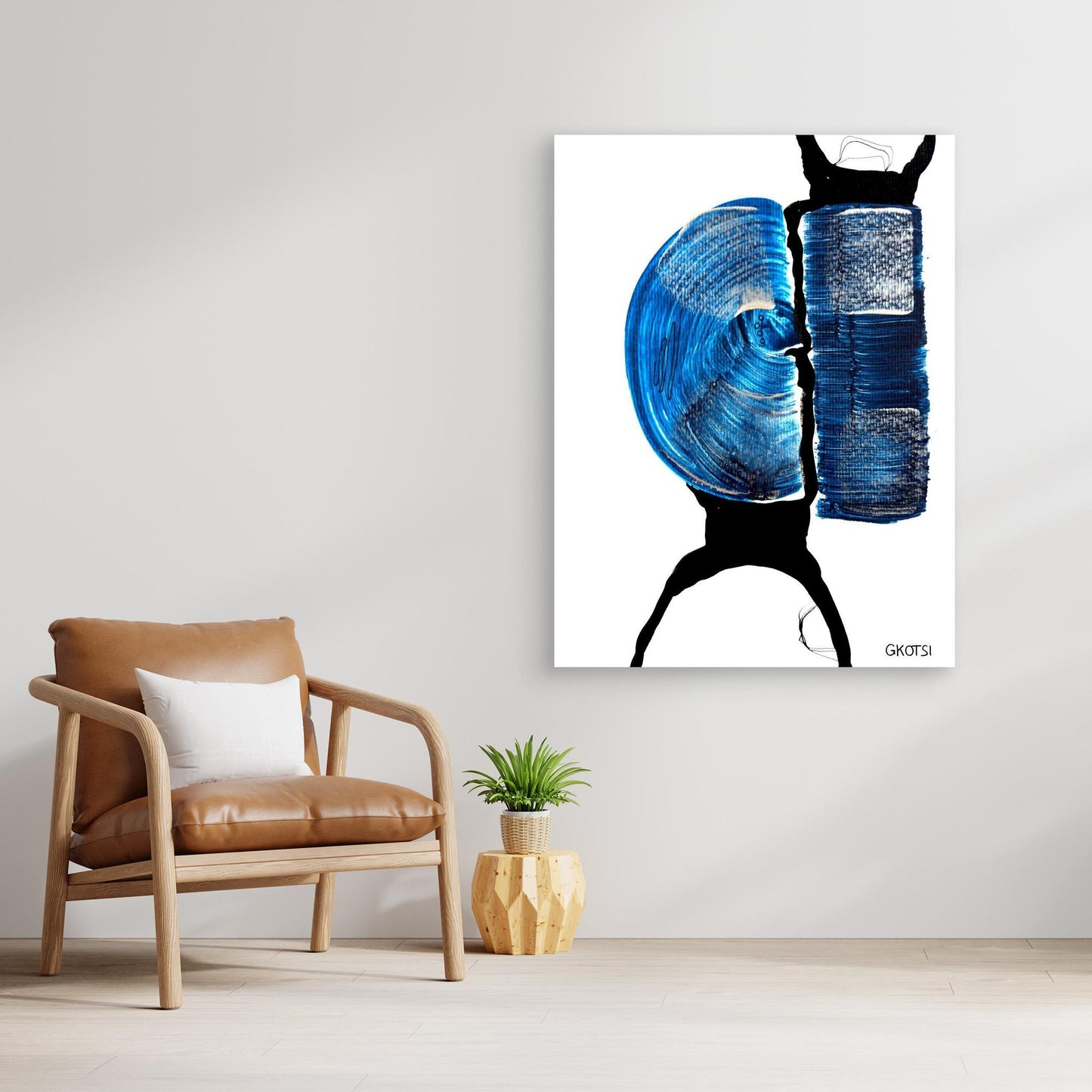 BALANCE artwork displayed near modern chair - elegant office wall decor