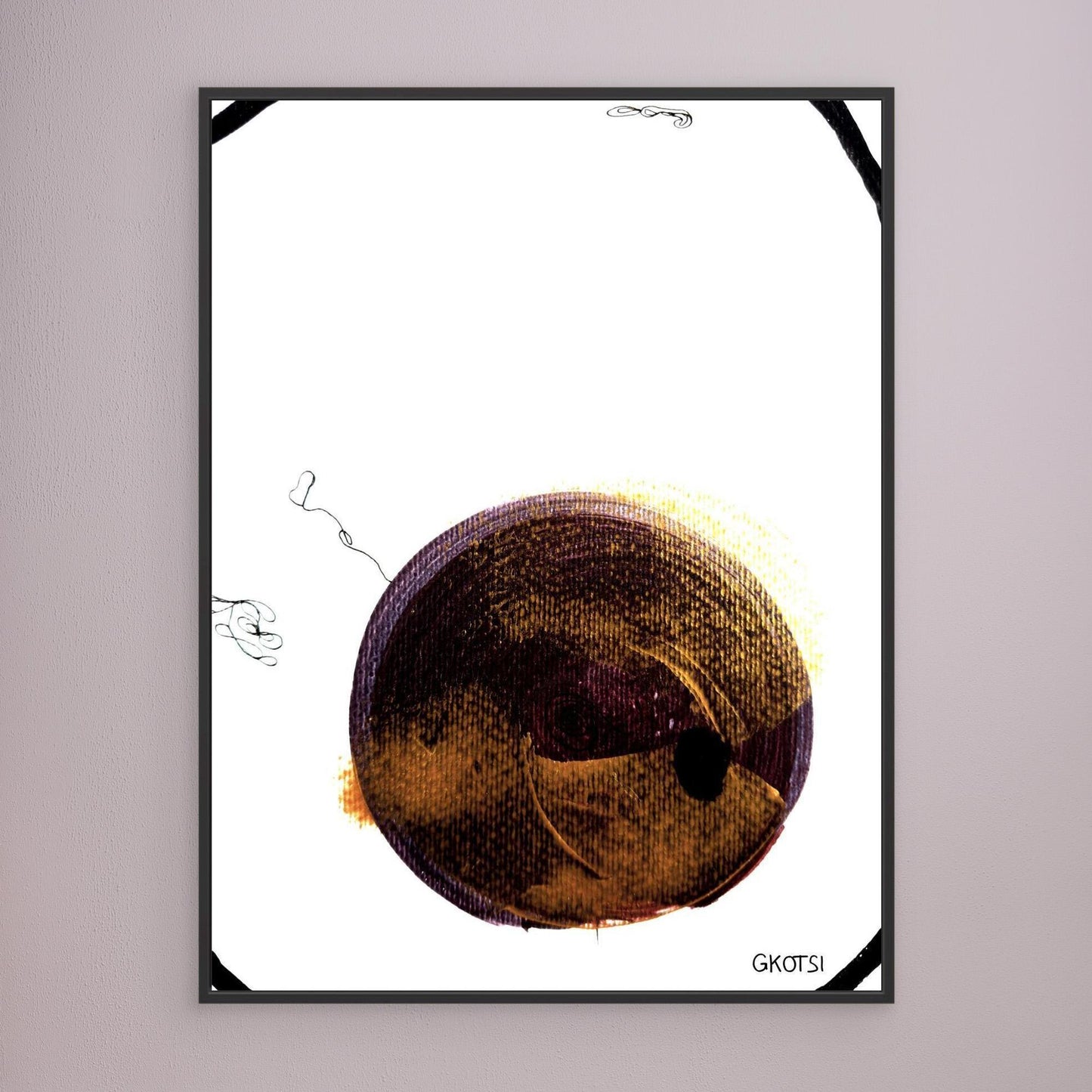 BALOON abstract canvas print detail view on gray wall