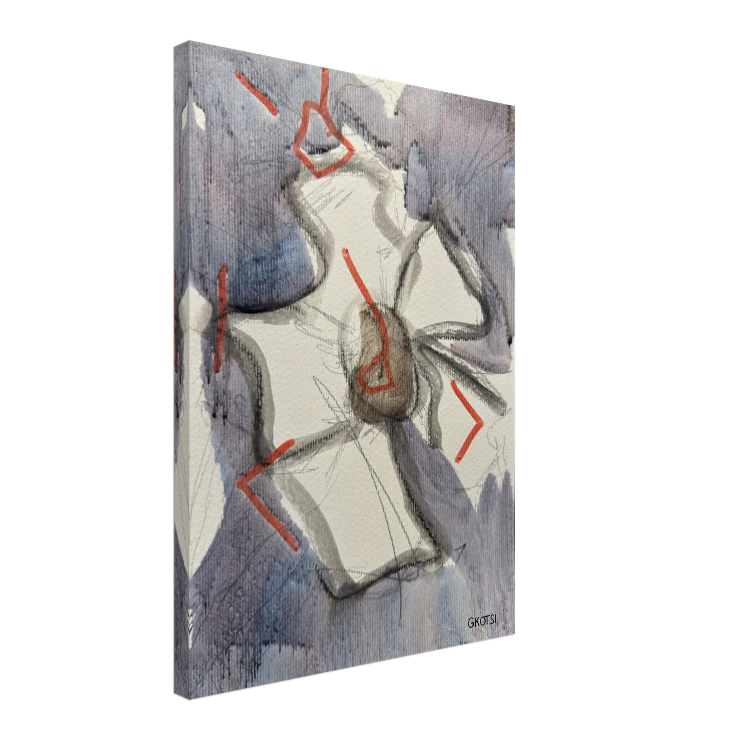BLOOMY Canvas detail view from side - minimal moments floral artwork for peaceful spaces