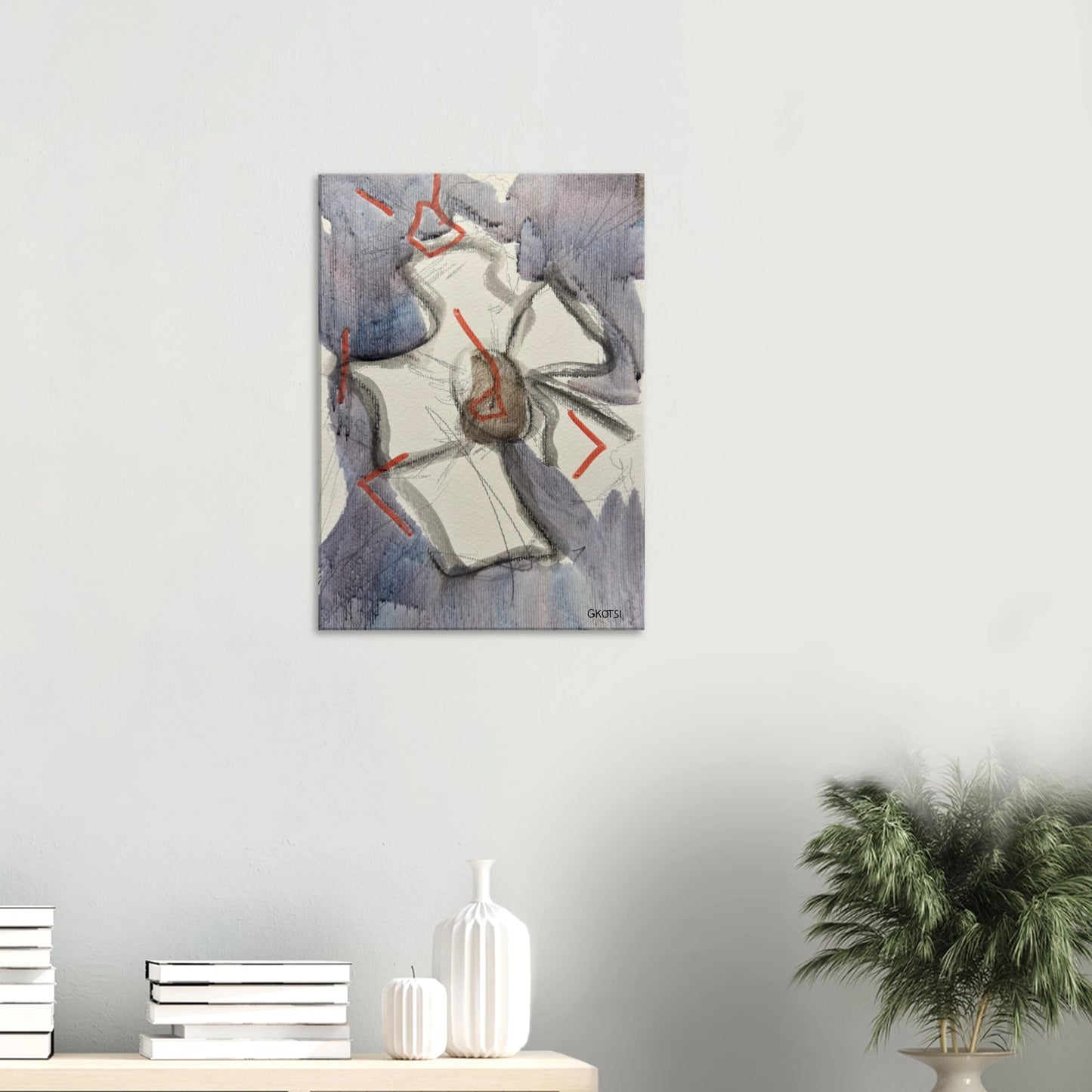 BLOOMY Canvas next to stylish table and plant