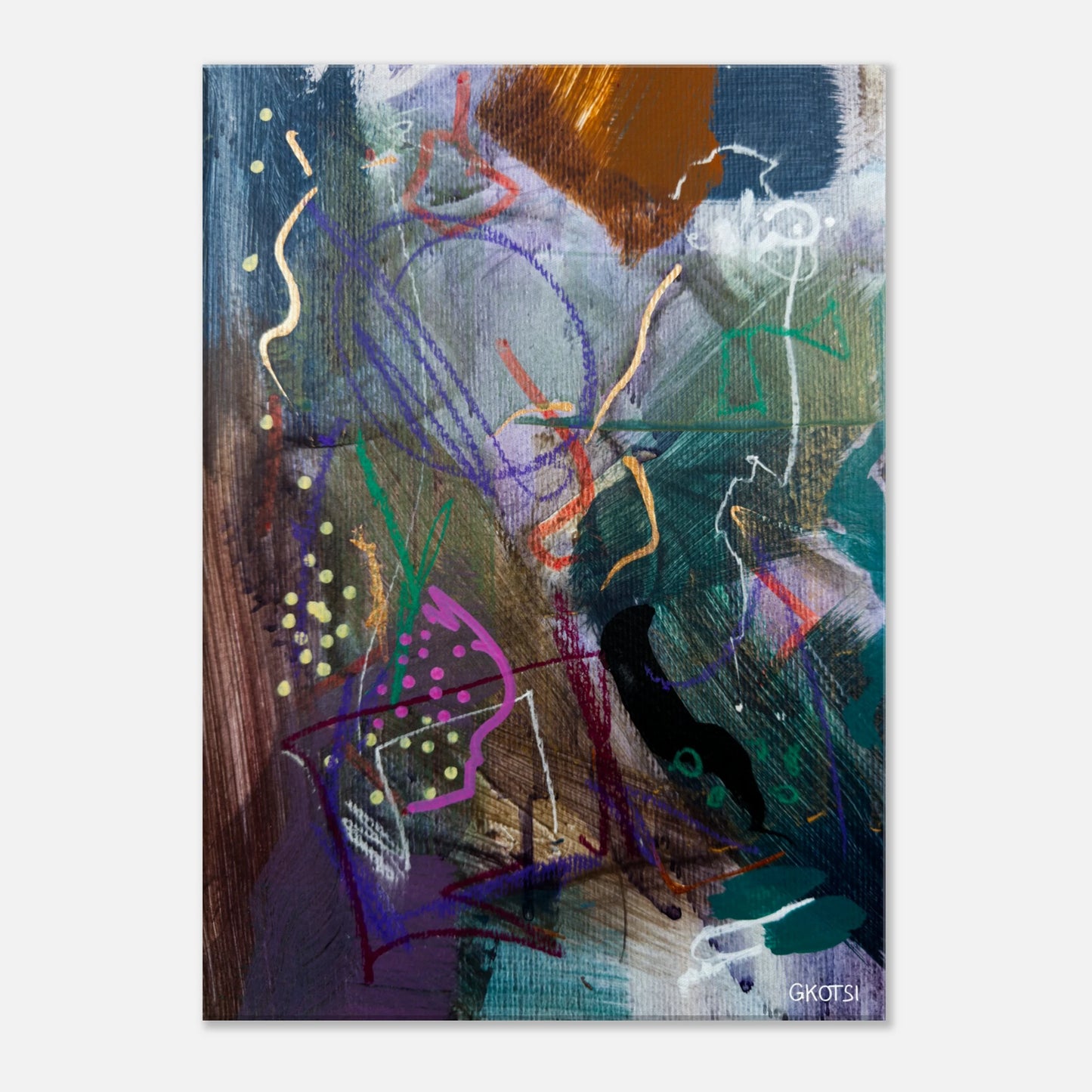BLOOMY canvas print displayed on wall showing vibrant colors