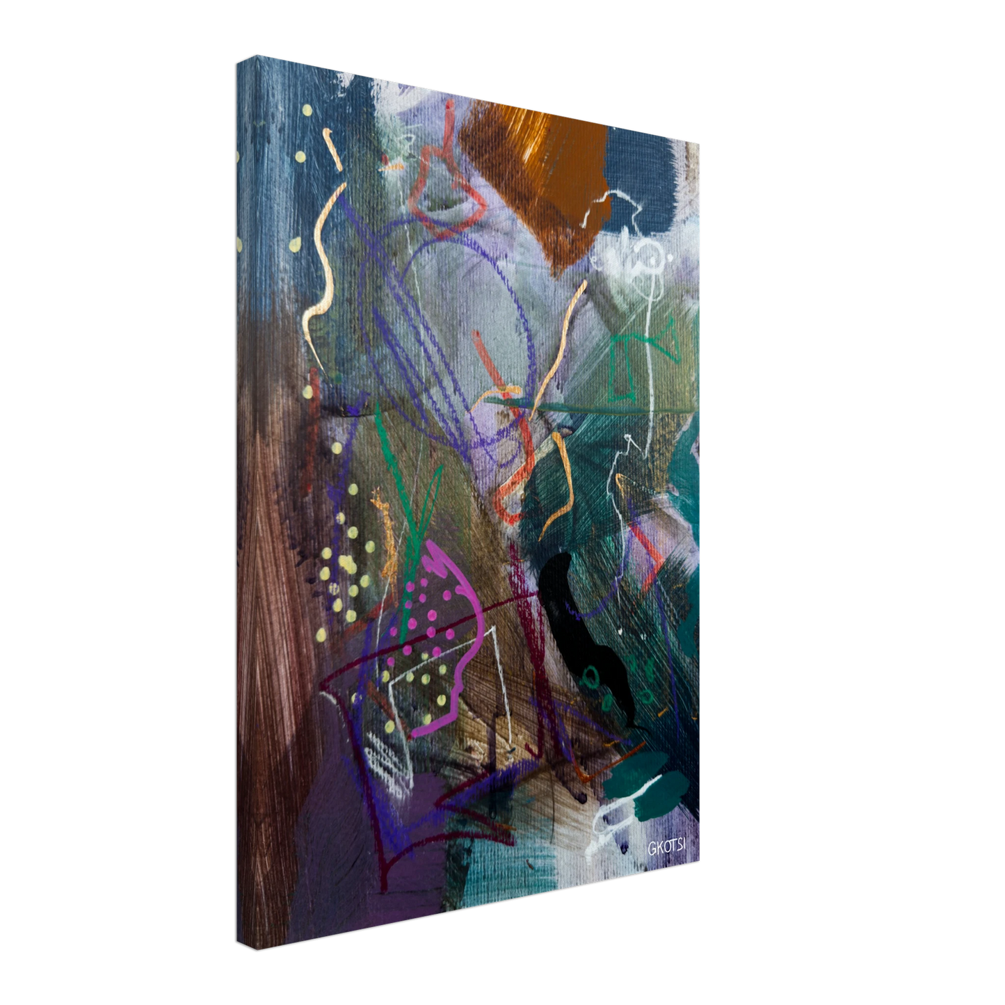BLOOMY canvas print in diagonal side position showing natural artwork