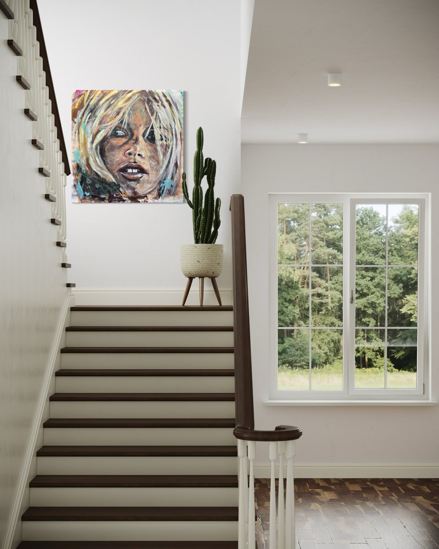Brigitte Bardot artwork in stairwell
