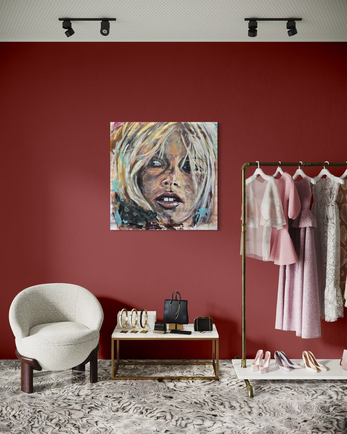 Brigitte Bardot artwork in women swardrobe