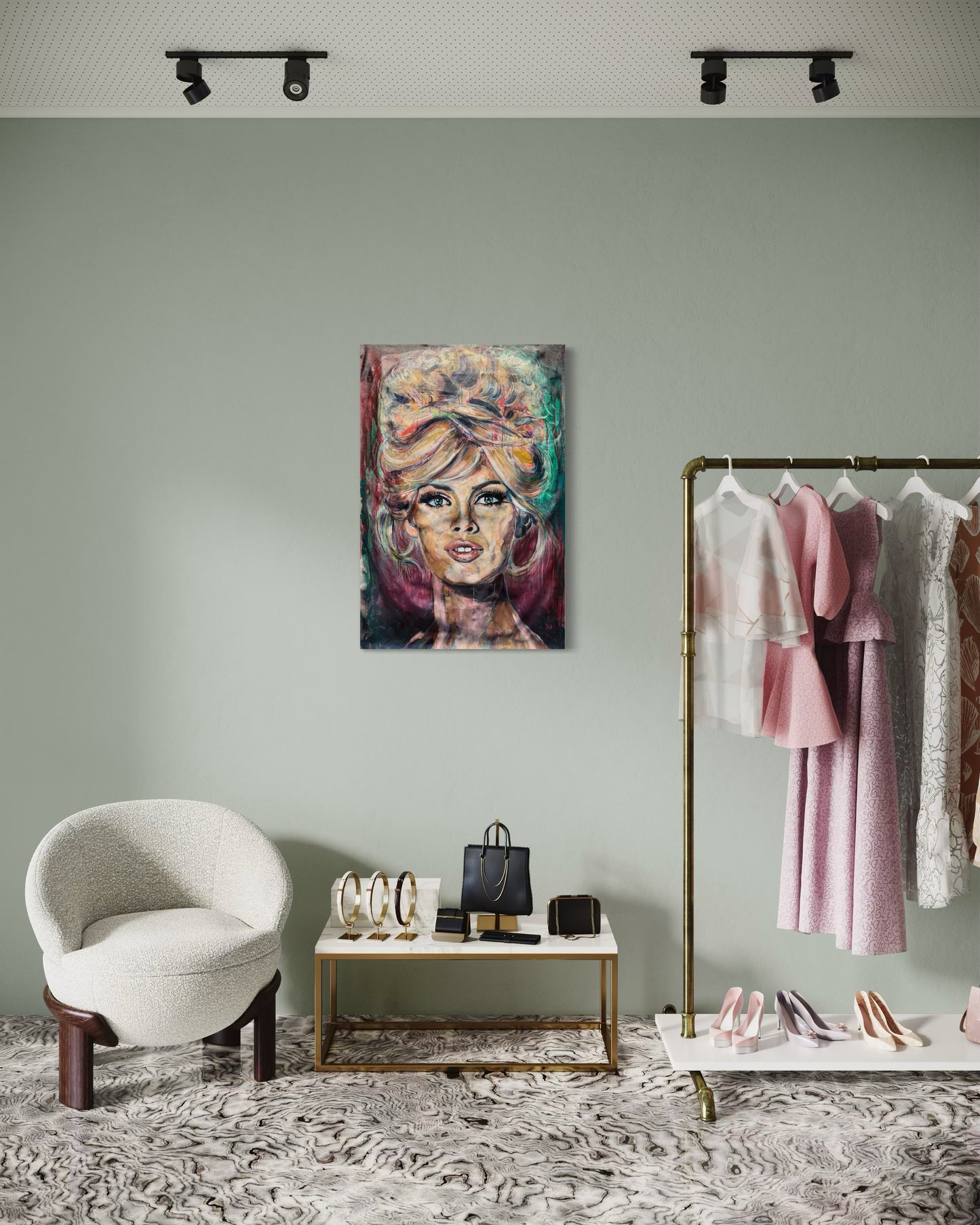 Brigitte Bardot artwork in womens wardrobe