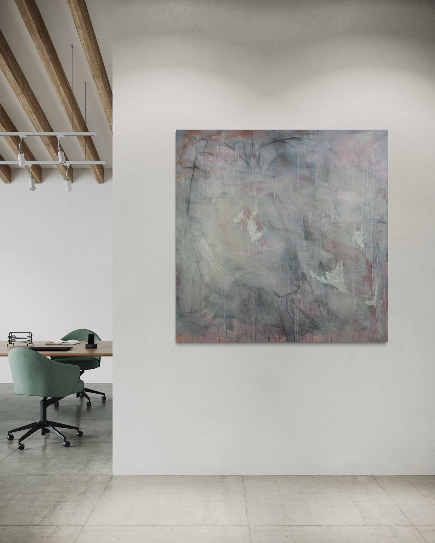Calm Abstract Original Painting in modern loft office