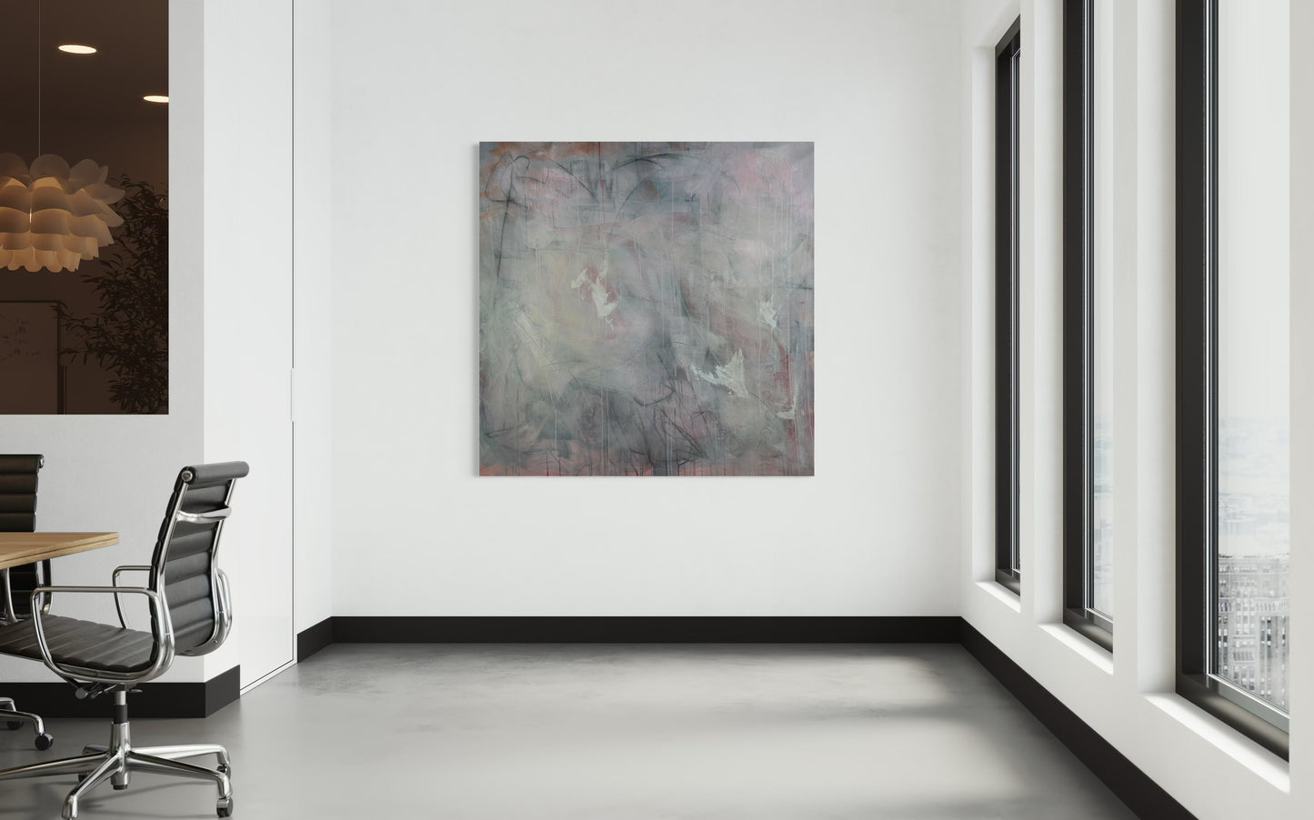 Calm Abstract Original Painting in roof officewith view