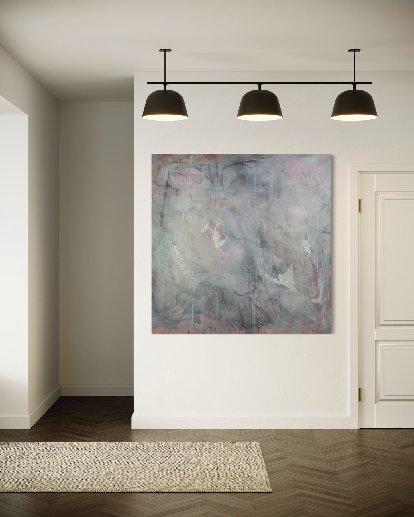 Calm Abstract Original Painting in hallway
