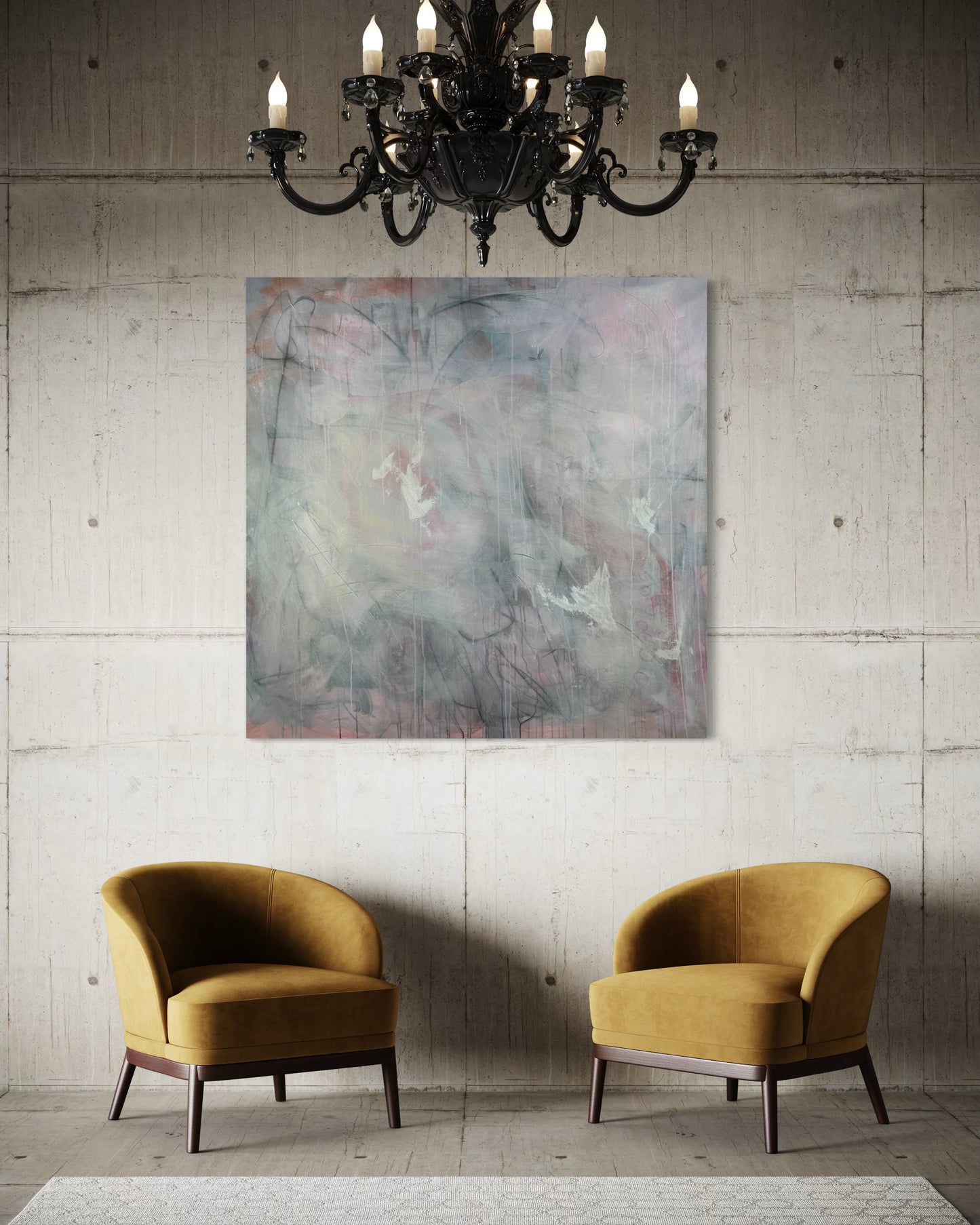 Calm Abstract Original Painting in minimalist interior