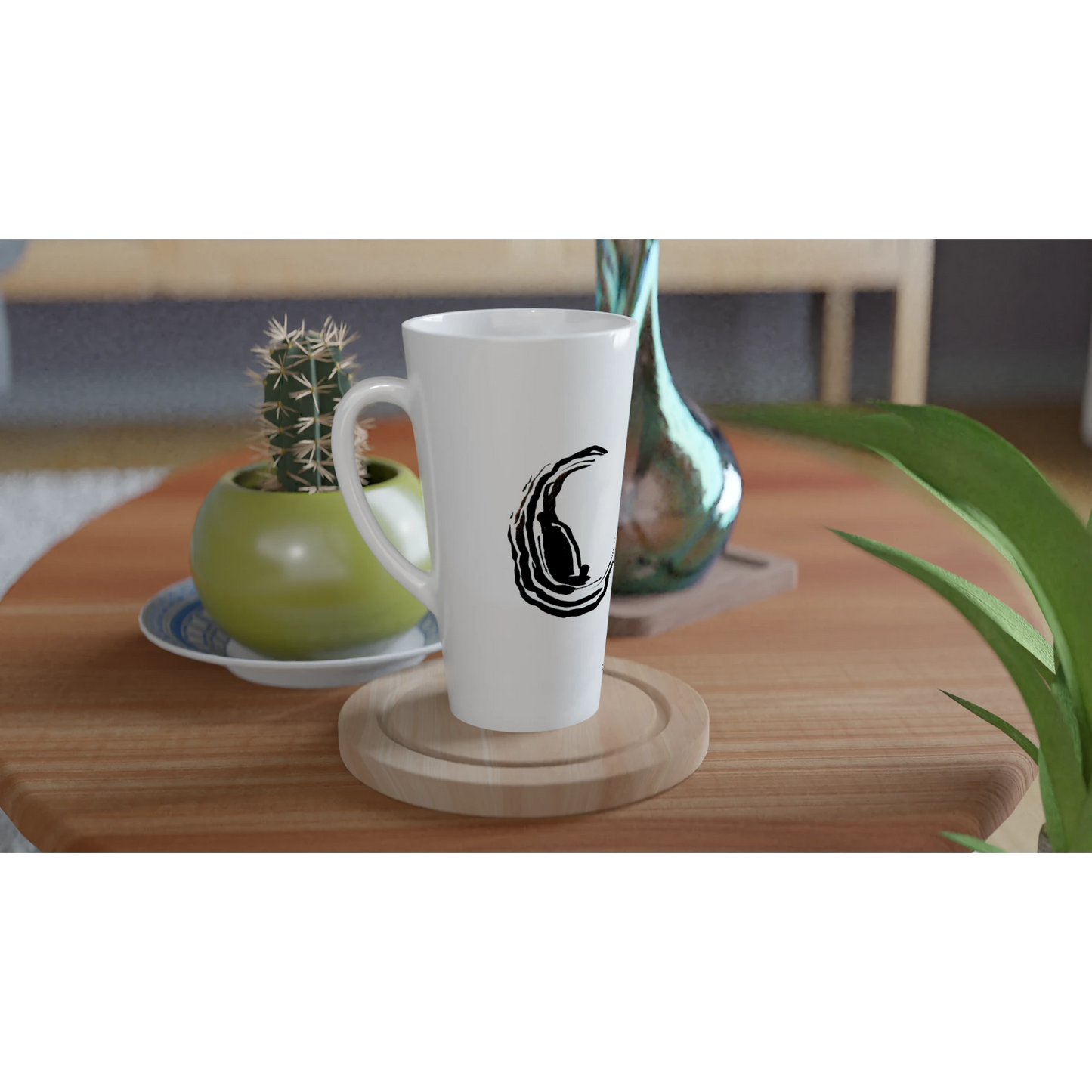 CENTERED White Ceramic Mug on small table Mindful Quotes & Soul Notes