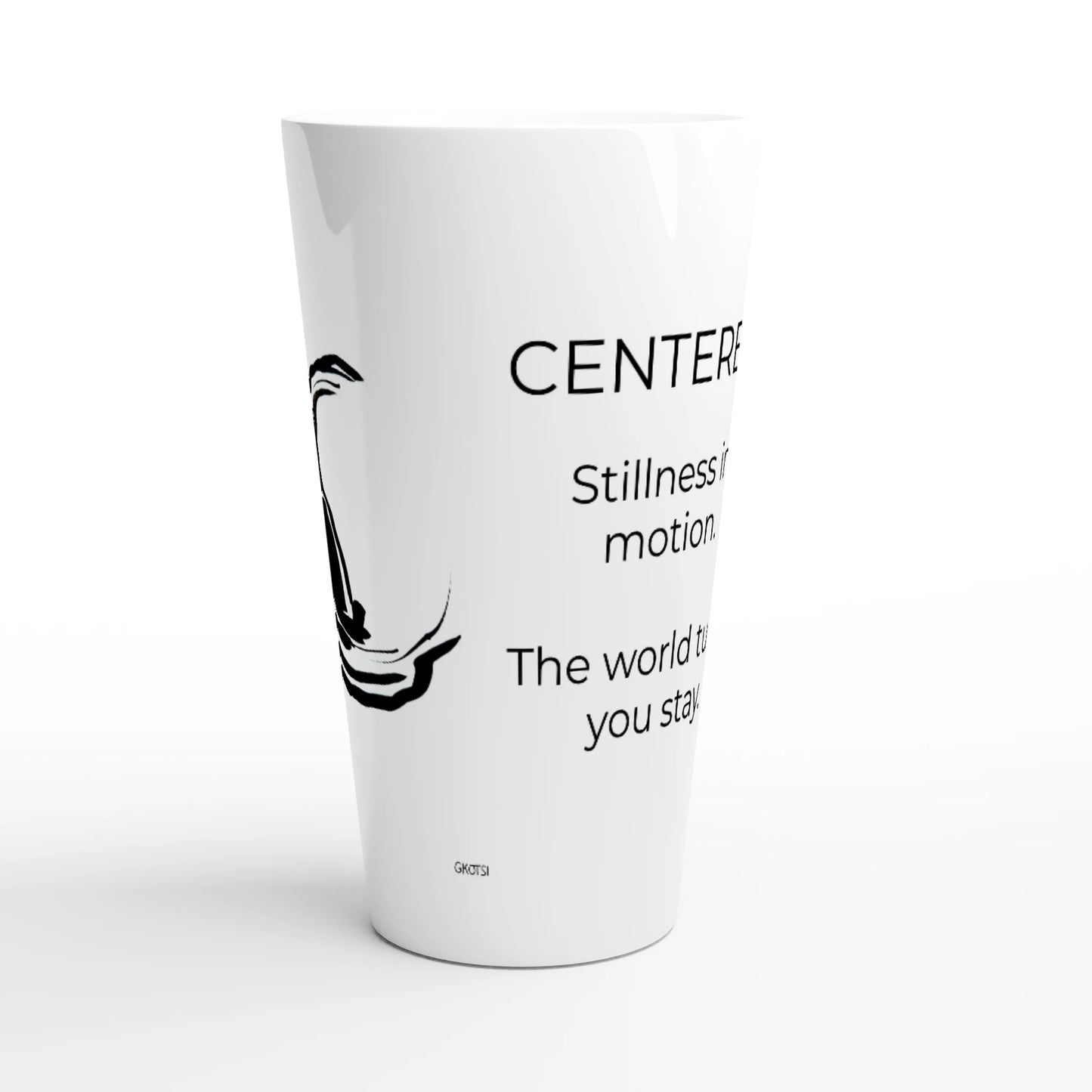 CENTERED White Latte 17oz Ceramic Mug front view with Mindful Quotes & Soul Notes