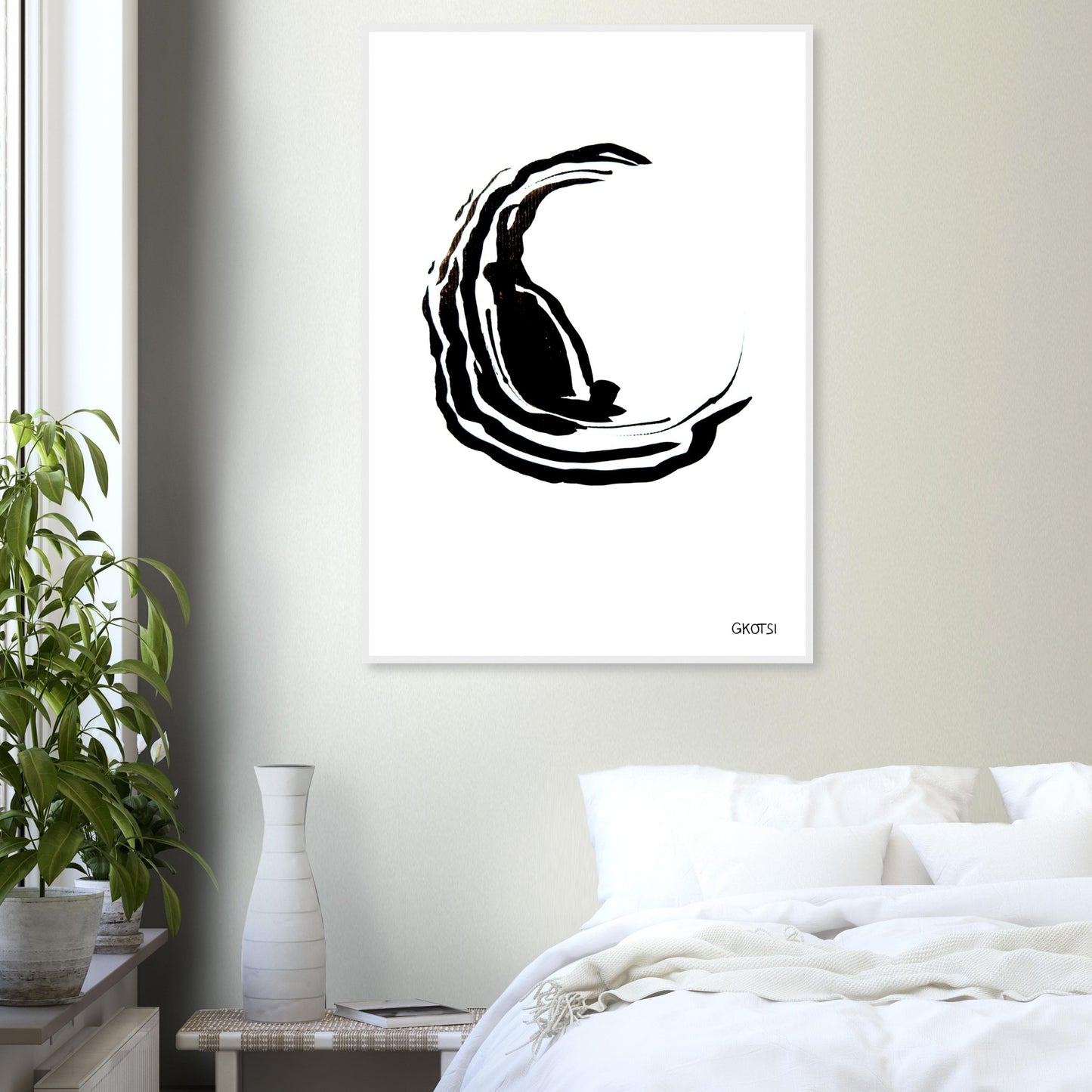 CENTERED poster print in bedroom creating balanced atmosphere