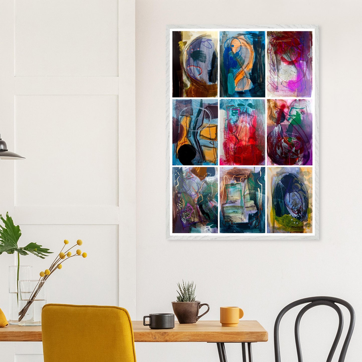 COLORFUL MOMENTS Wall Art Set Poster Print 9X above breakfast table in dining area