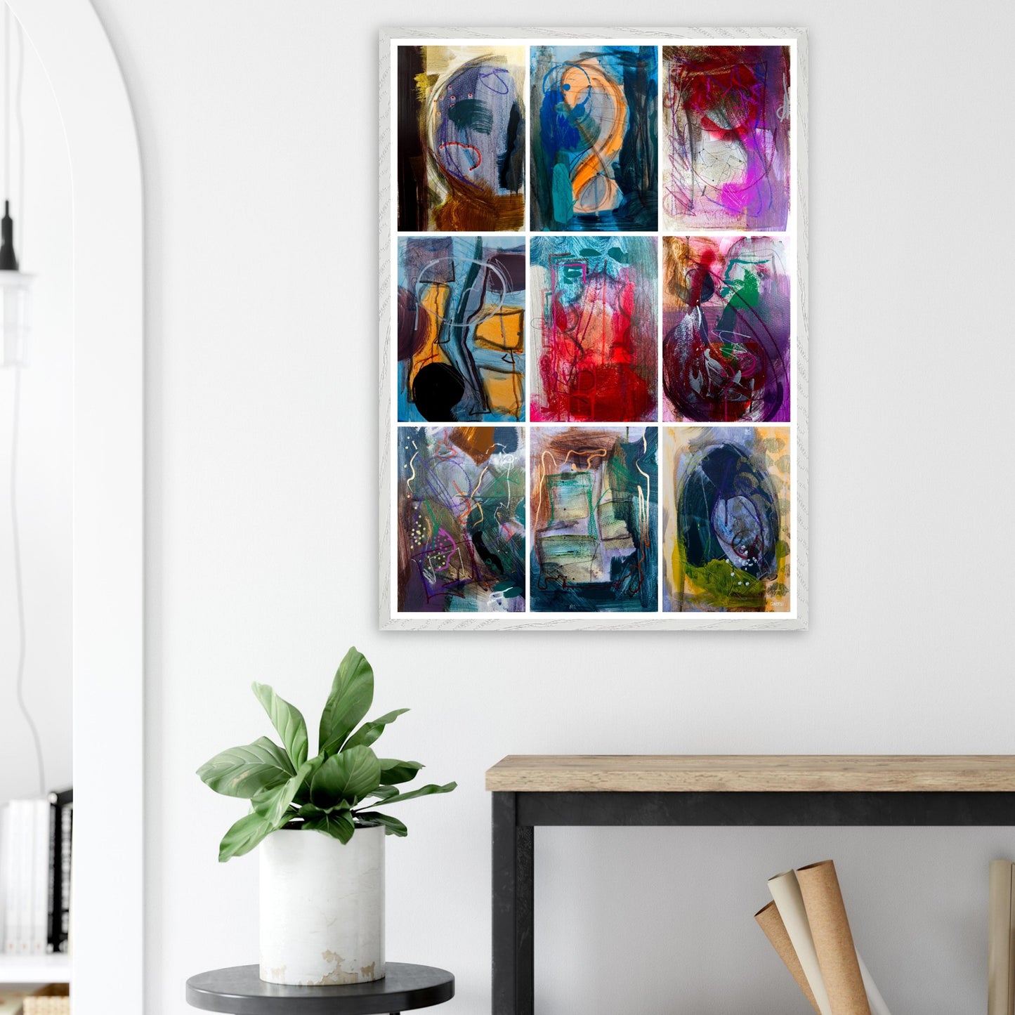 COLORFUL MOMENTS Wall Art Set Poster Print 9X in hallway above console table