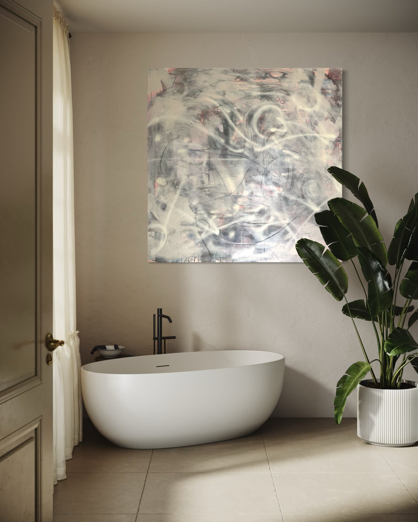 Connect - Original Painting Relaxing above luxury bathtub