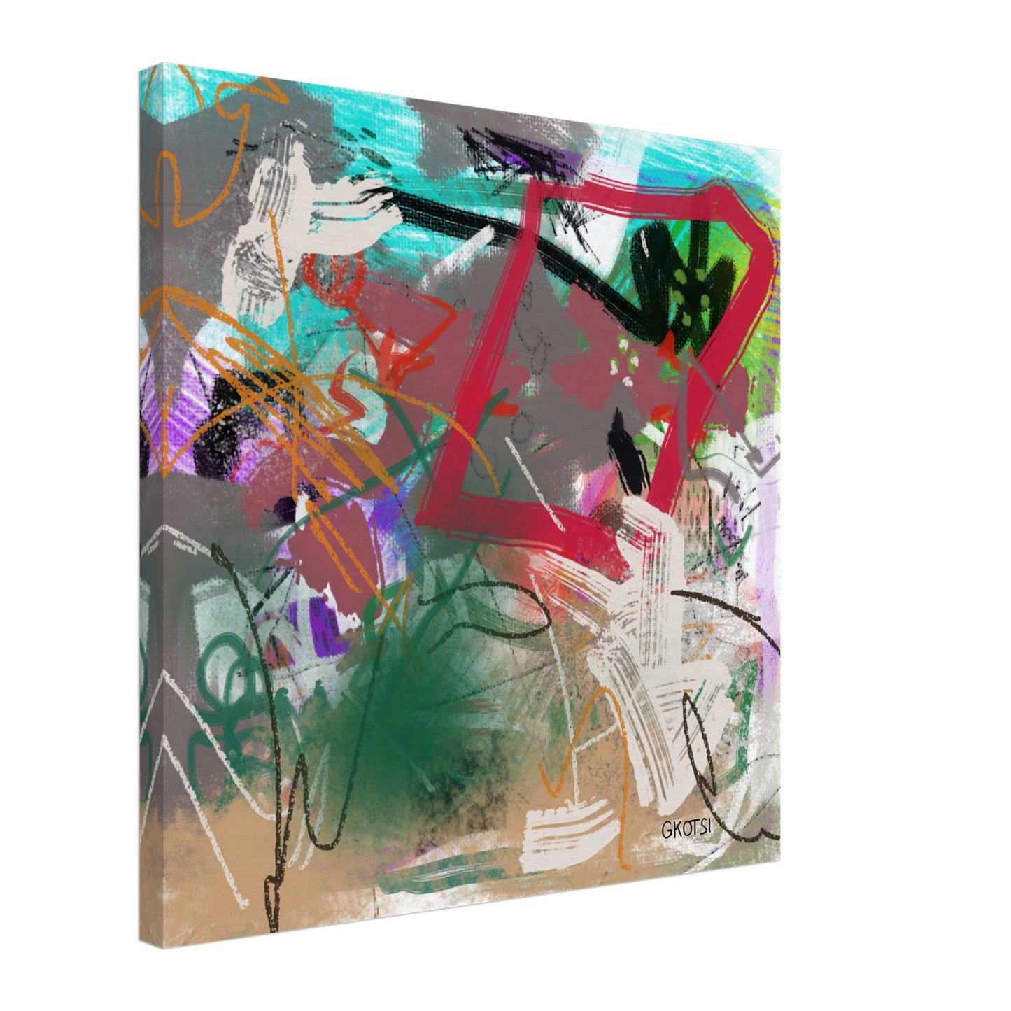 CRAZY SUNDAY Digital Canvas Print - Angled view showcasing vibrant digital art details