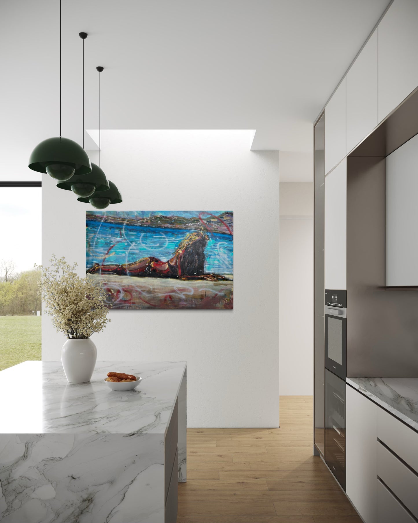 Elafonisos Greece Original Painting in modern kitchen area