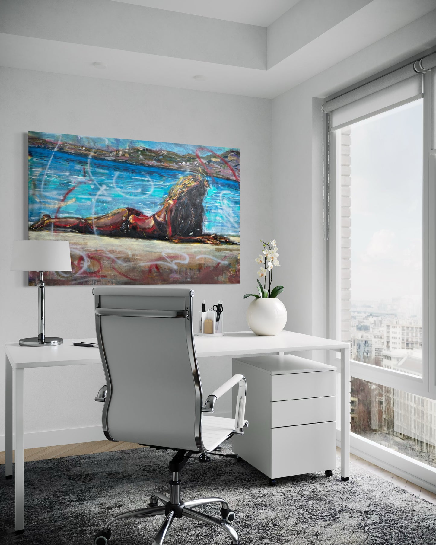 Elafonisos Greece Original Painting in white luxury office