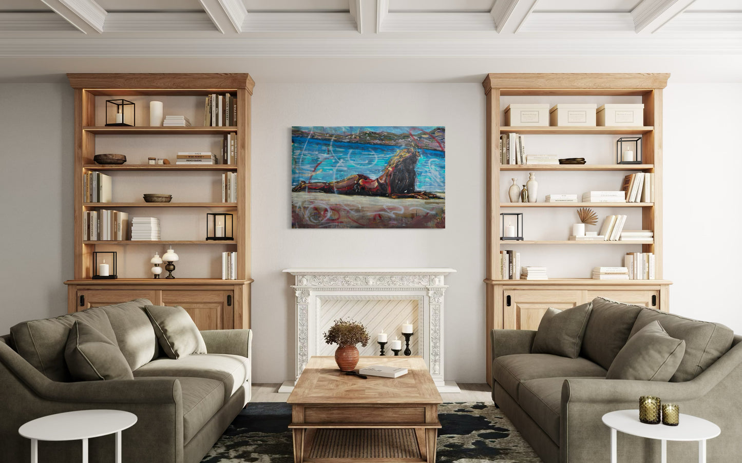 Elafonisos Greece Original Painting in a luxury living room