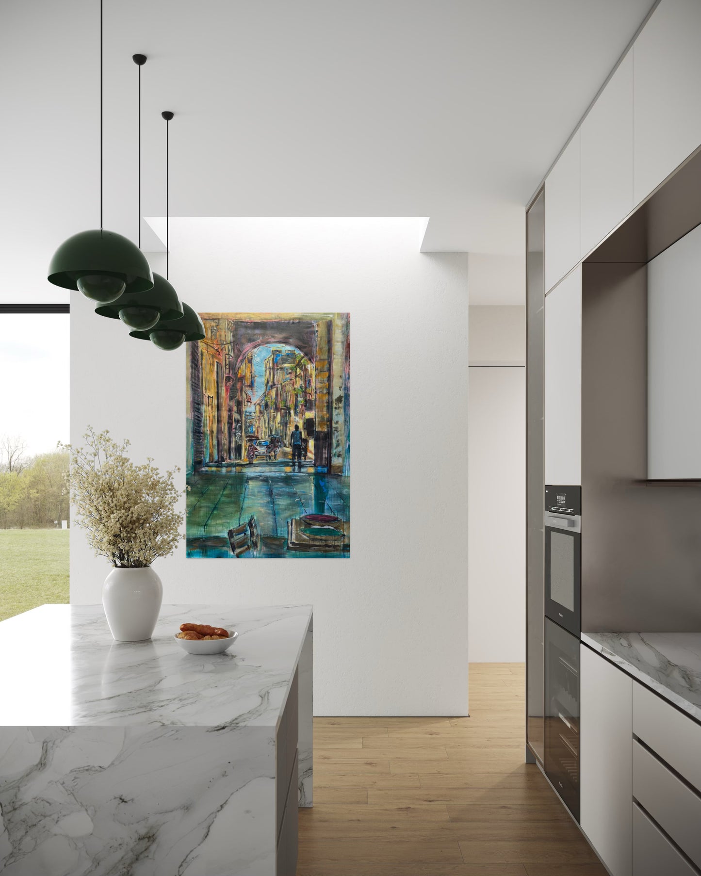 El Desayuno Travel Original Paintings in modern kitchen area