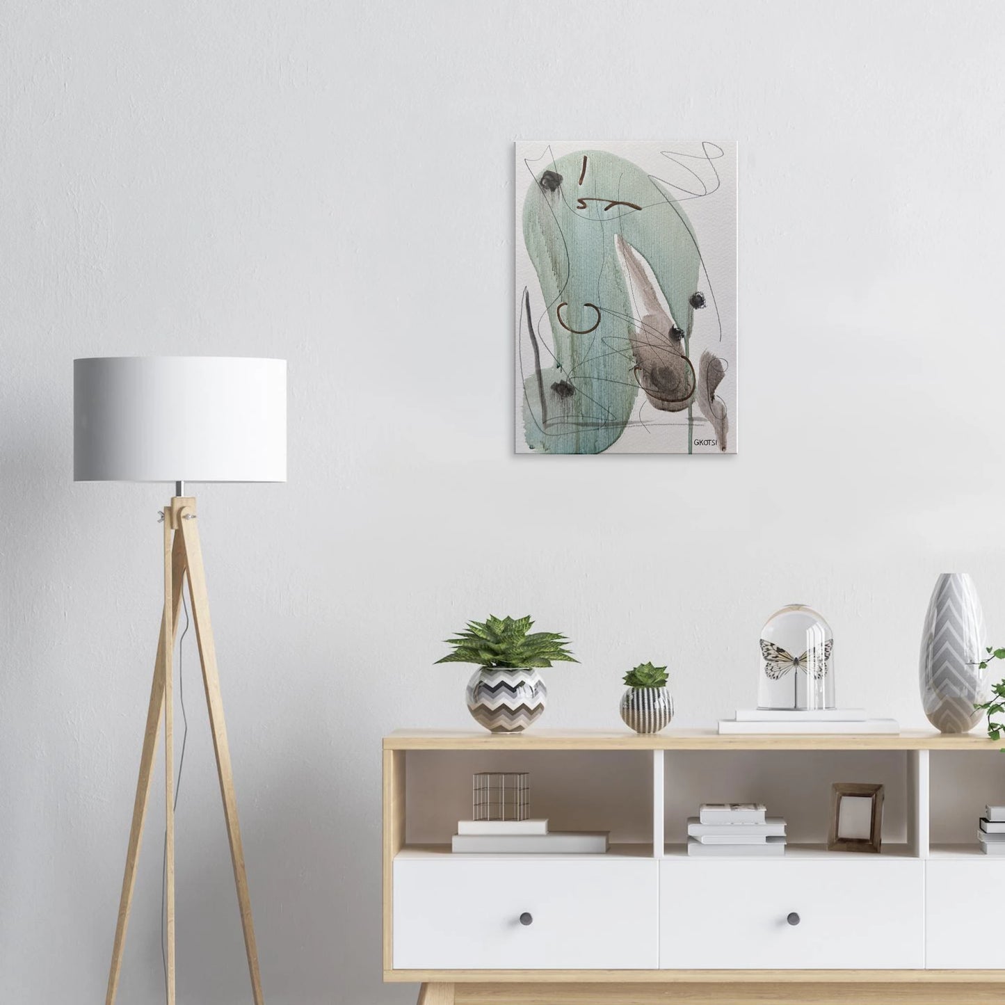 ELEGANTLY Canvas print above white dresser with decor