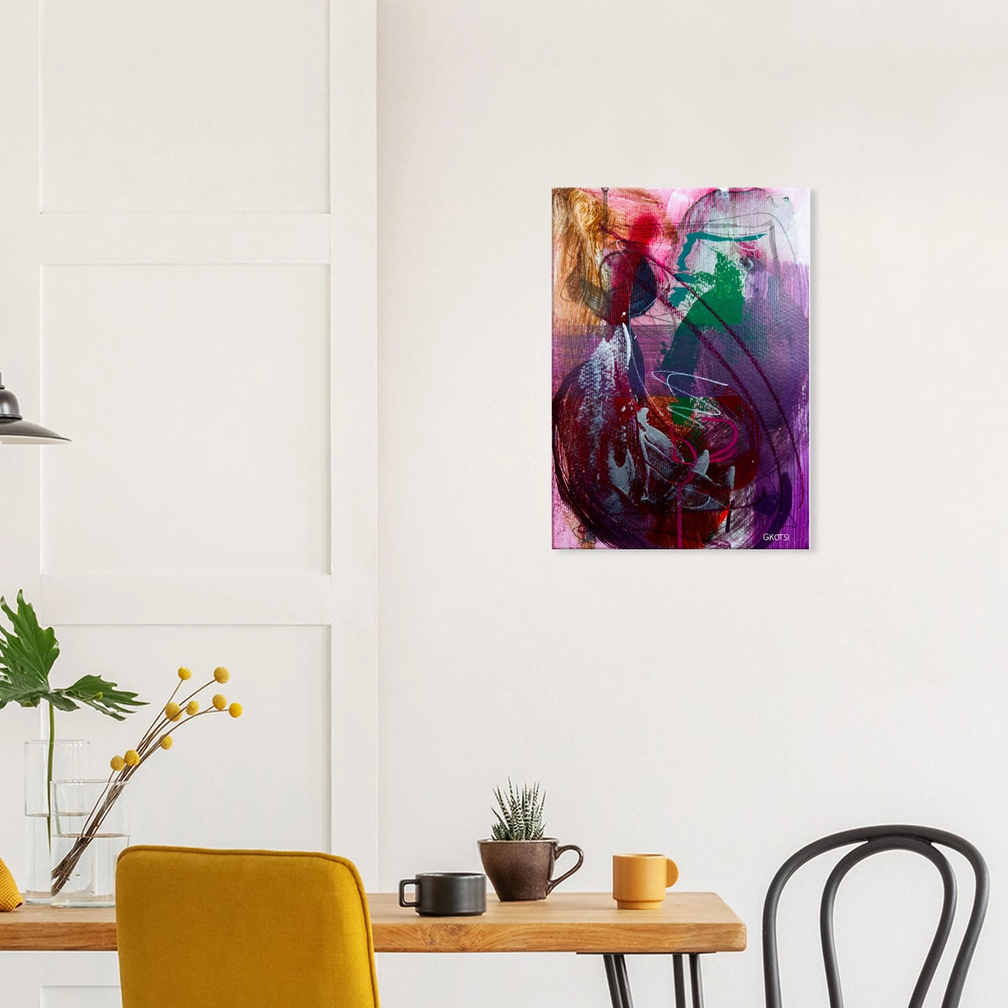 ELEGANTLY canvas print above breakfast table in dining area